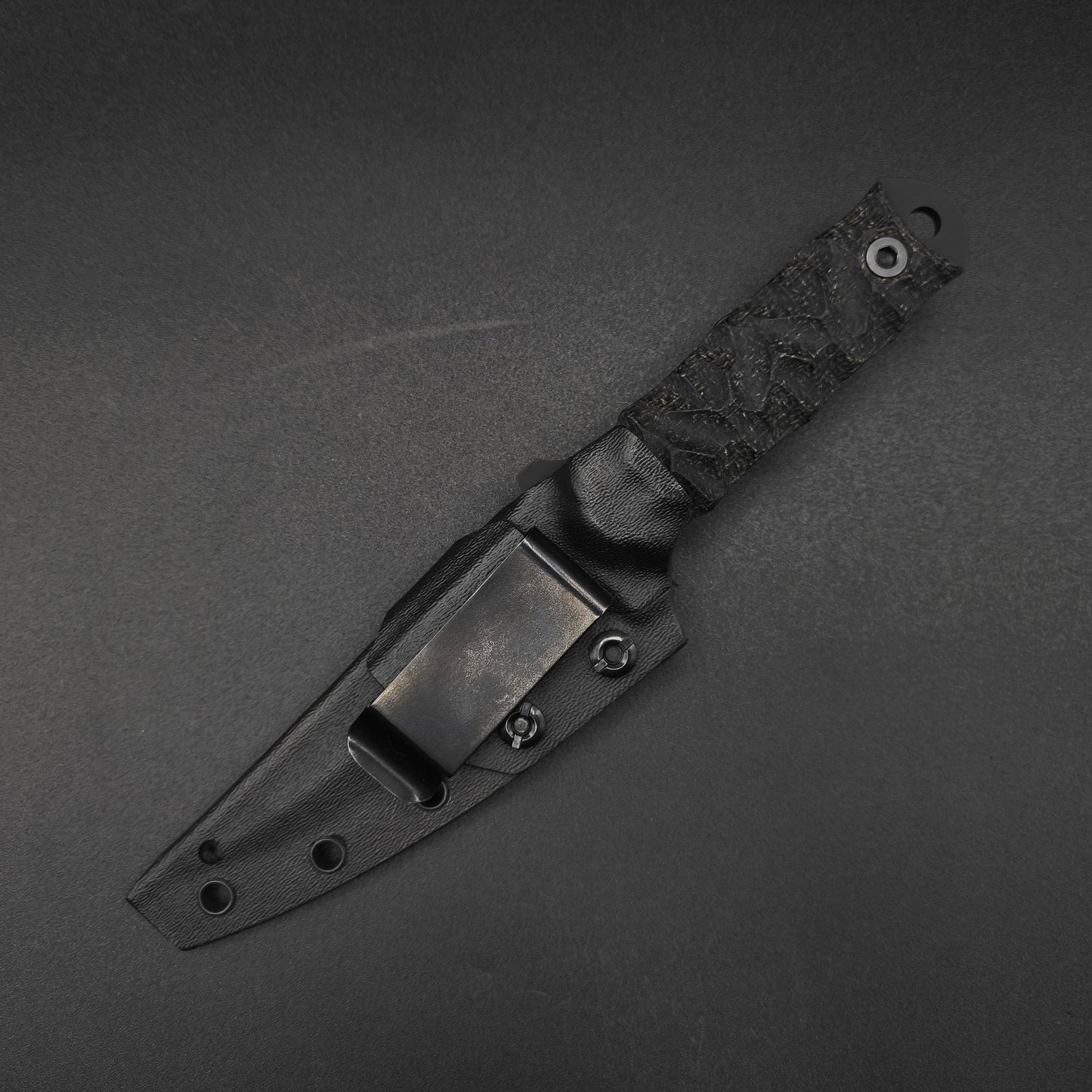 Half Face Blades Combat Filet Black Burlap Micarta, Armor Black Cerakote 4