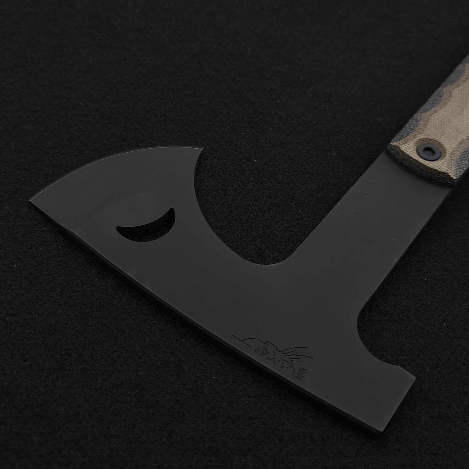 Half Face Blades Howler Hawk, Black and OD Green Canvas Micarta, Armor Black Cerakote 3