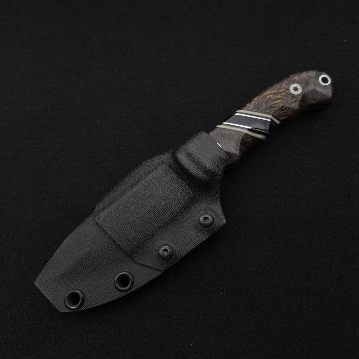 Half Face Blades Disaster Cub Dyed Black Ash Burl, Black Canvas Micarta Split