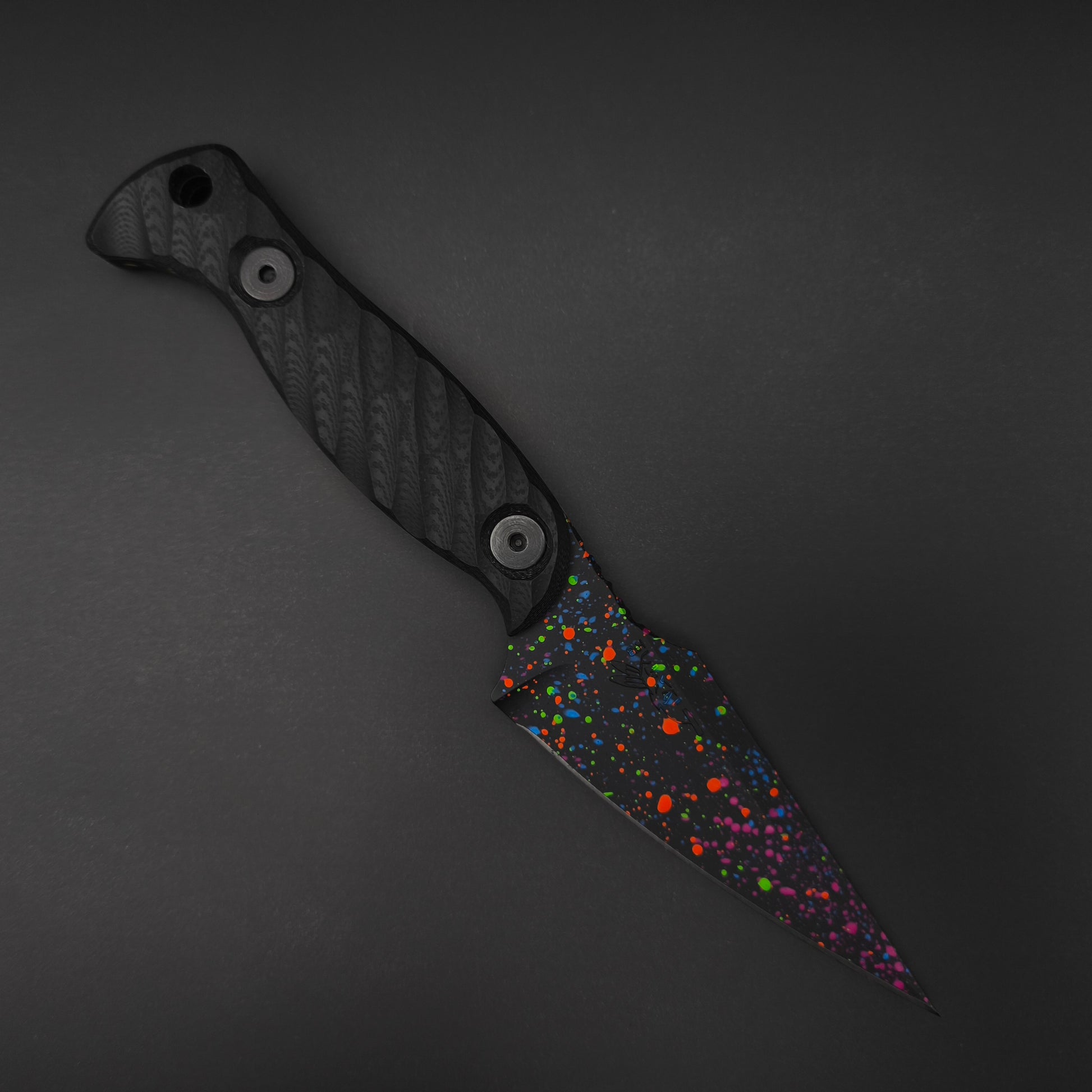 Half Face Blades Gulo Gulo, Black G10, 80's RAD Splatter Cerakote 1