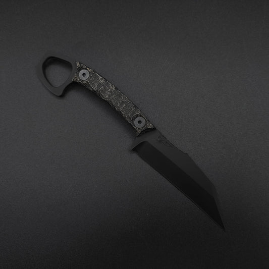 Half Face Blades SHPOS Black Burlap Micarta, Armor Black cerakote 1