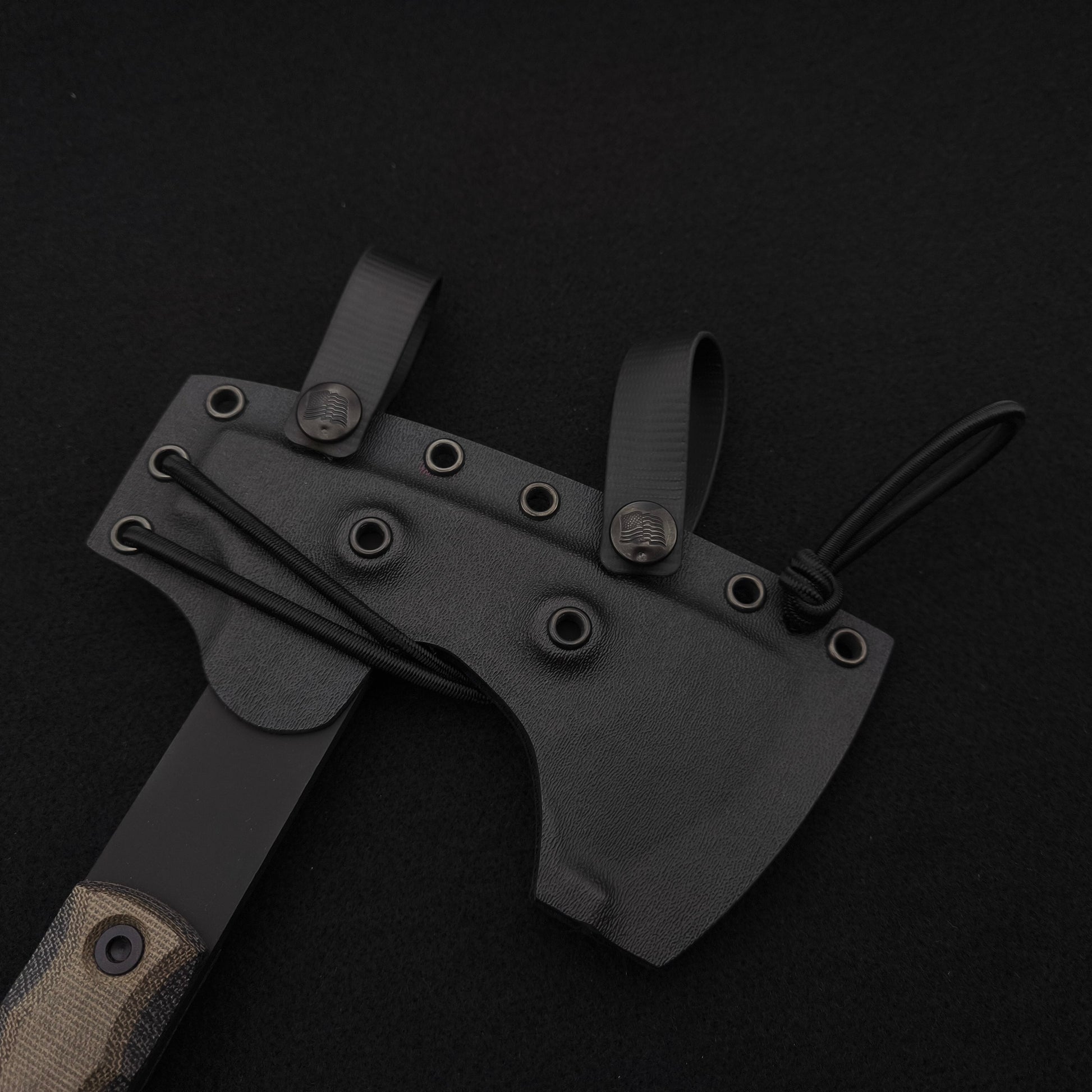 Half Face Blades Howler Hawk, Black and OD Green Canvas Micarta, Armor Black Cerakote 5