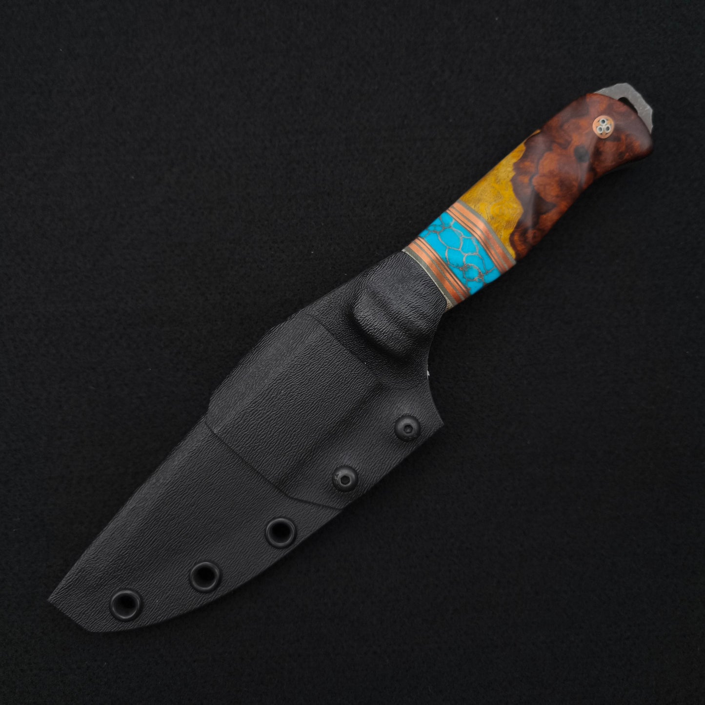 Half Face Blades Field Knife Elk Antler, Turquoise, Desert Ironwood