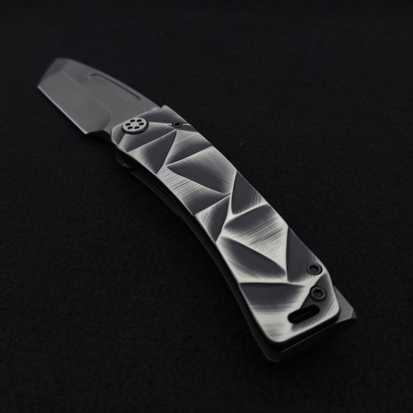 Medford Marauder, Full Size, Acid Distressed Tanto, Black and Silver Stained Glass 3