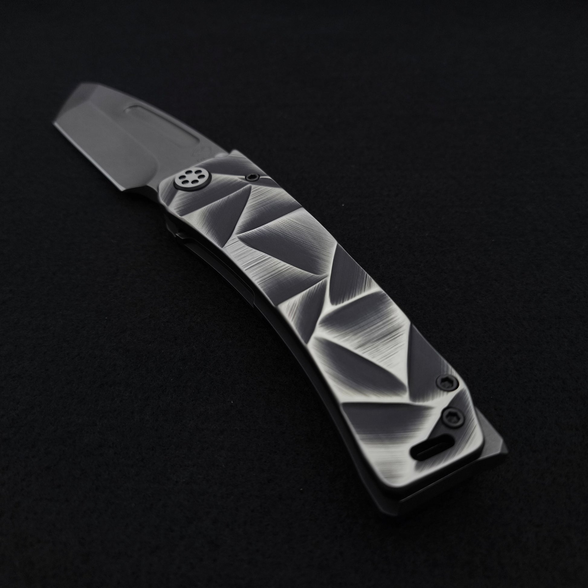 Medford Marauder, Full Size, Acid Distressed Tanto, Black and Silver Stained Glass 3
