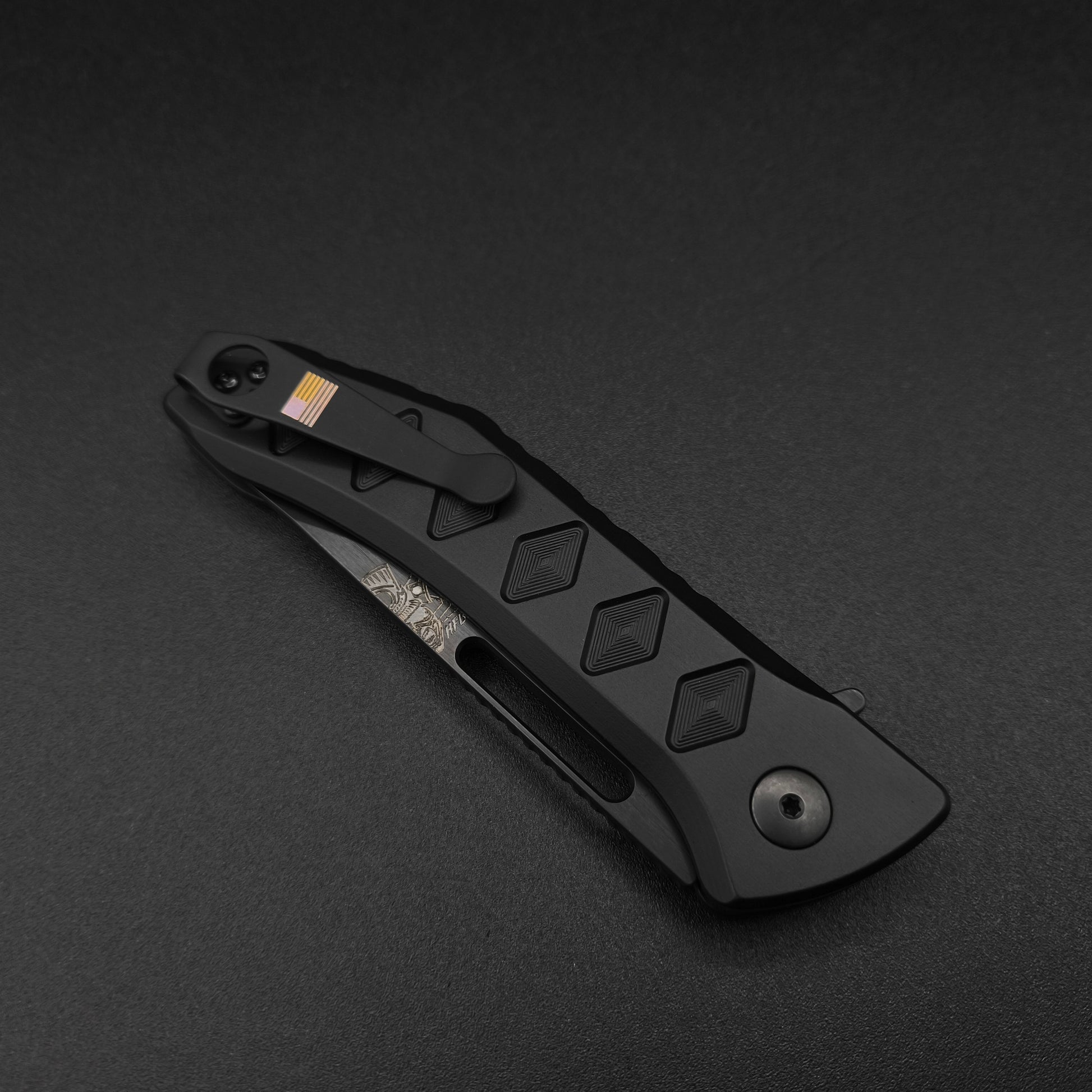 Half Face Blades Kwaiken Folder Anodized Black Handle, Black Nitride Blade 5