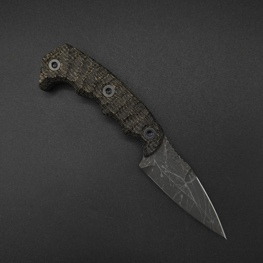 Half Face Blades HUMINT 3" Black Burlap Micarta