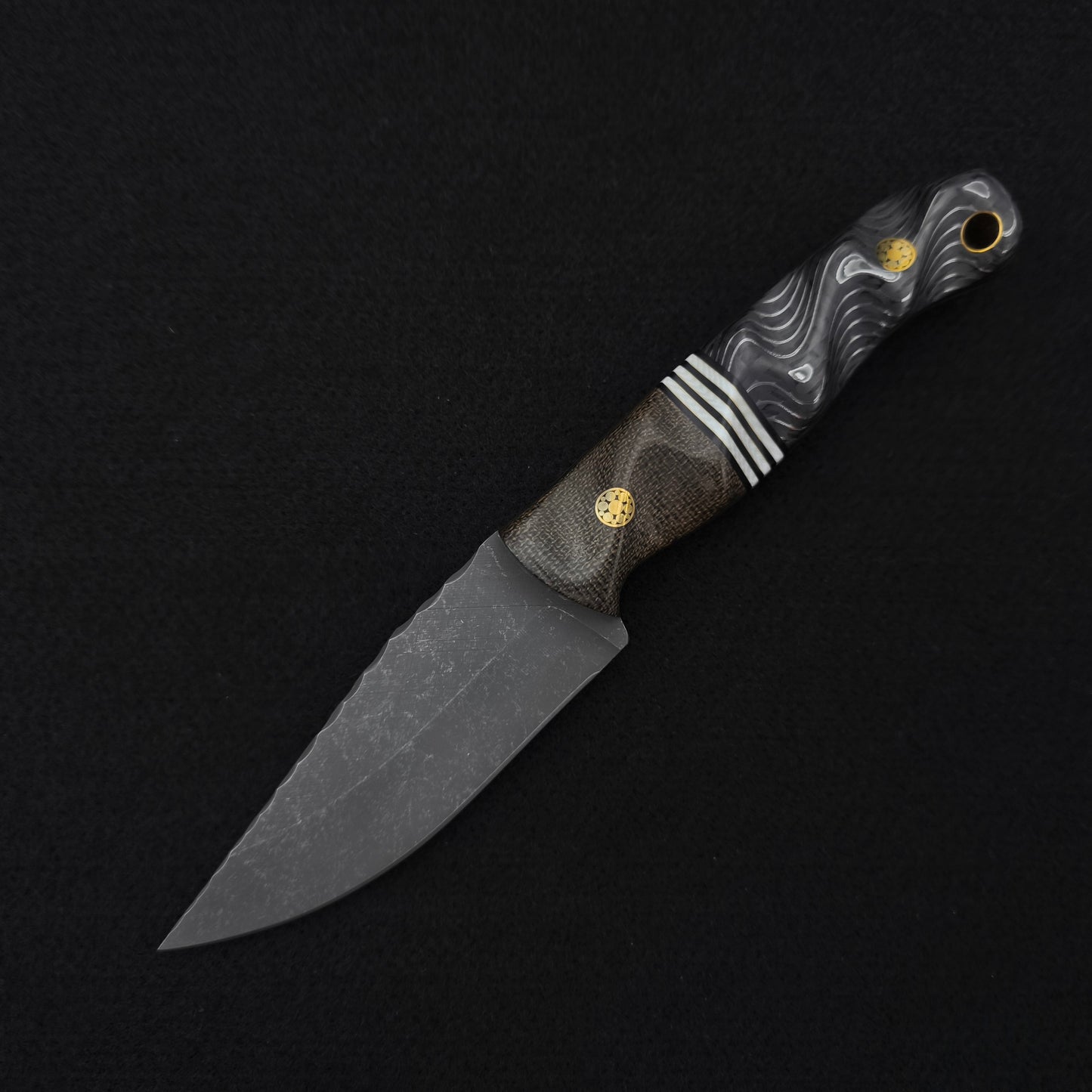 Half Face Blades Feather Light OD Green Canvas Micarta, Silver Dragon Strike Carbon 2