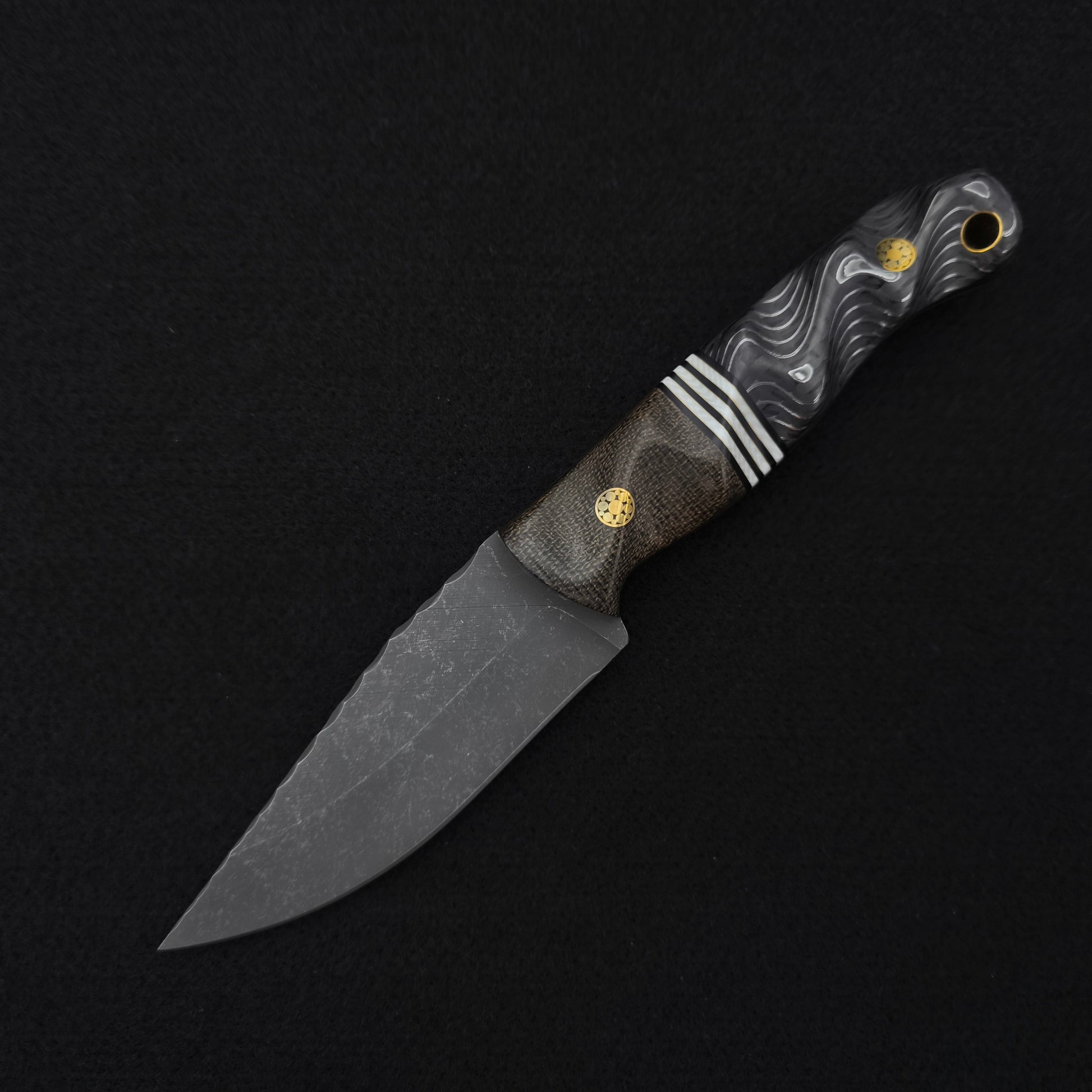 Half Face Blades Feather Light OD Green Canvas Micarta, Silver Dragon Strike Carbon 2