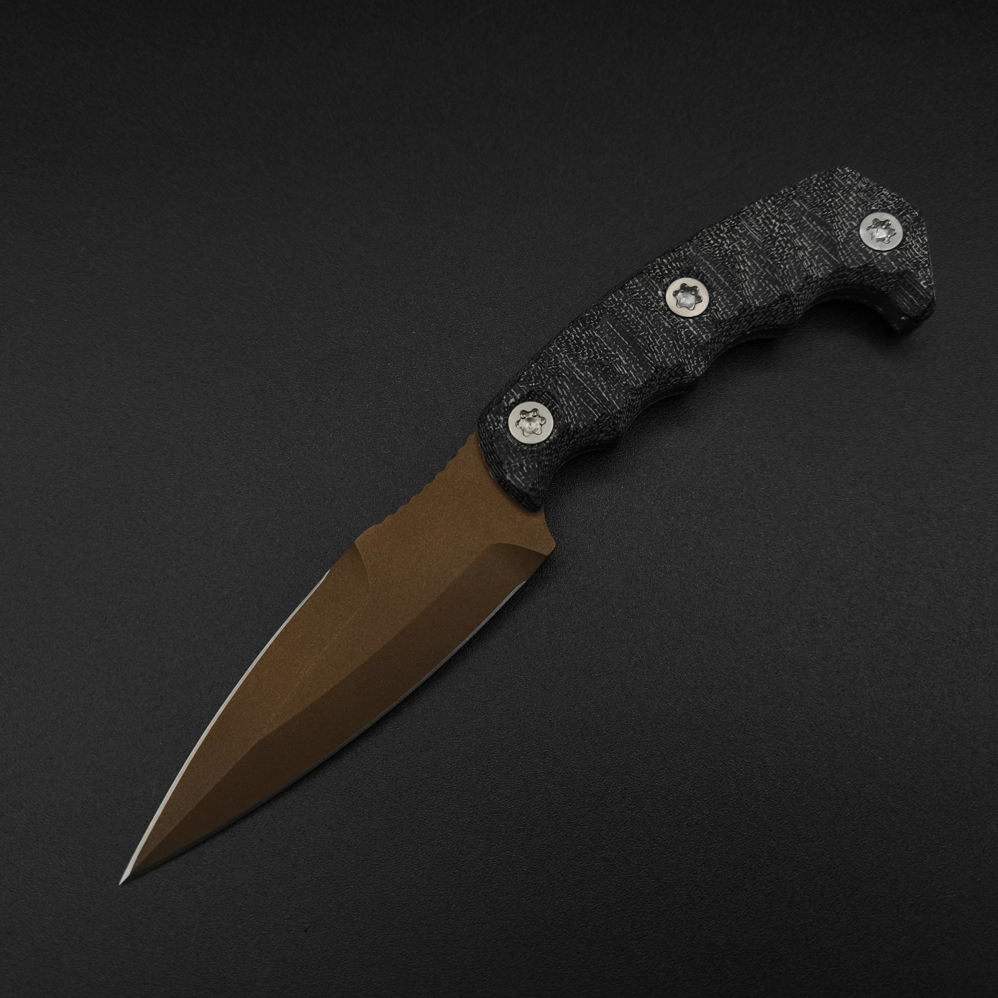 Half Face Blades HUMINT 4" Black Canvas Micarta, Midnight Bronze 2