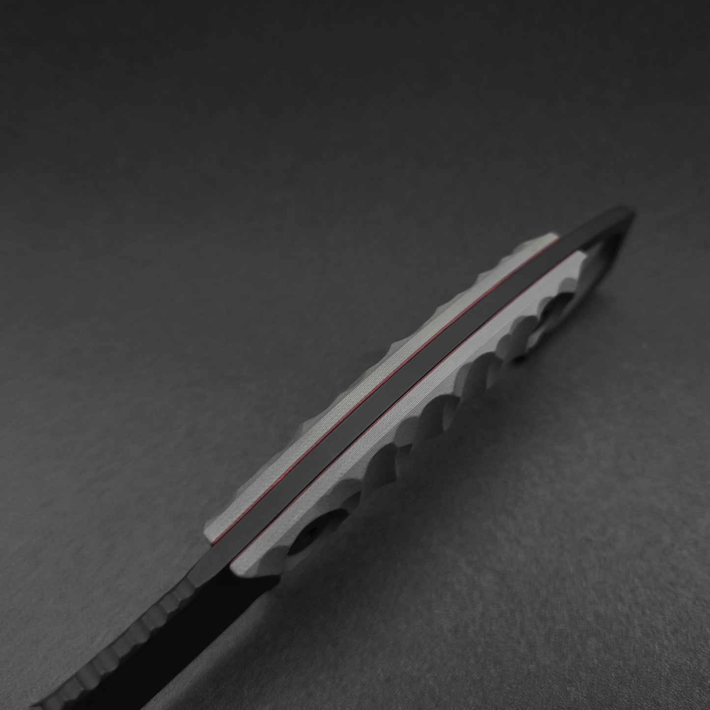 Half Face Blades SHPOS Grey with Red G10 liner, armor black cerakote 3