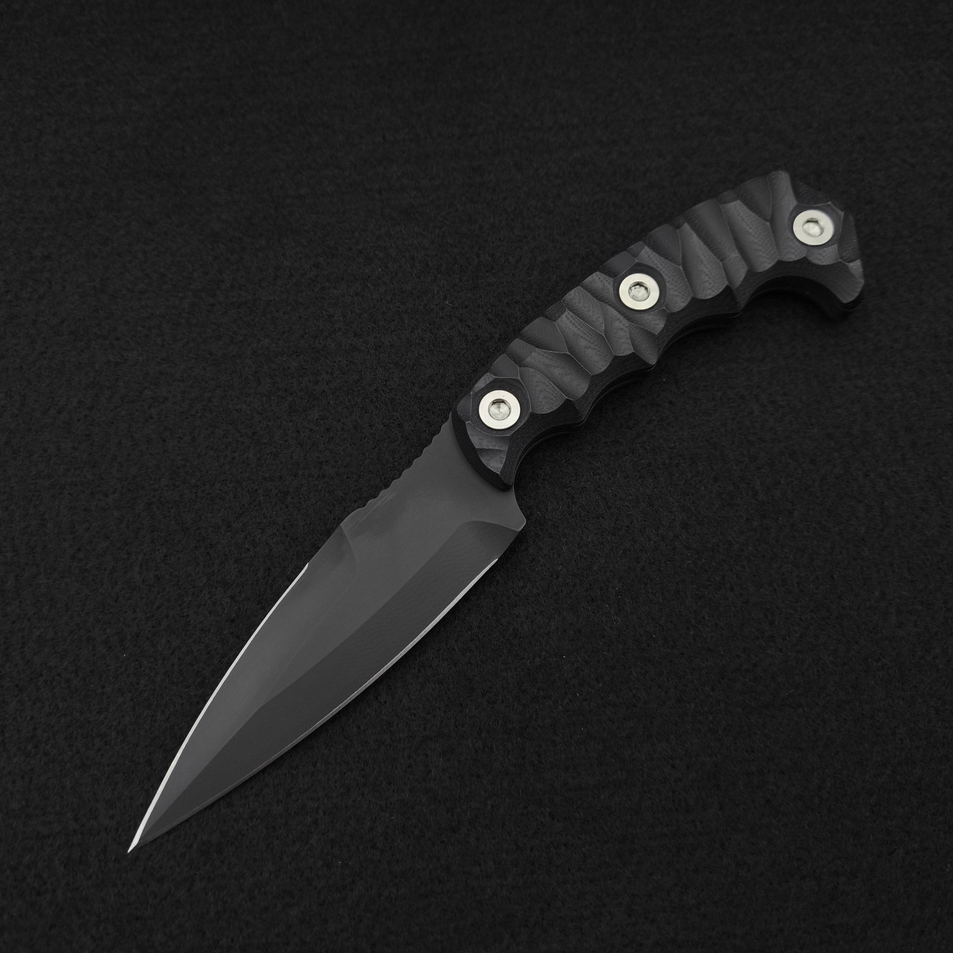 Half Face Blades HUMINT 4" Black G10, Armor Black Cerakote 2