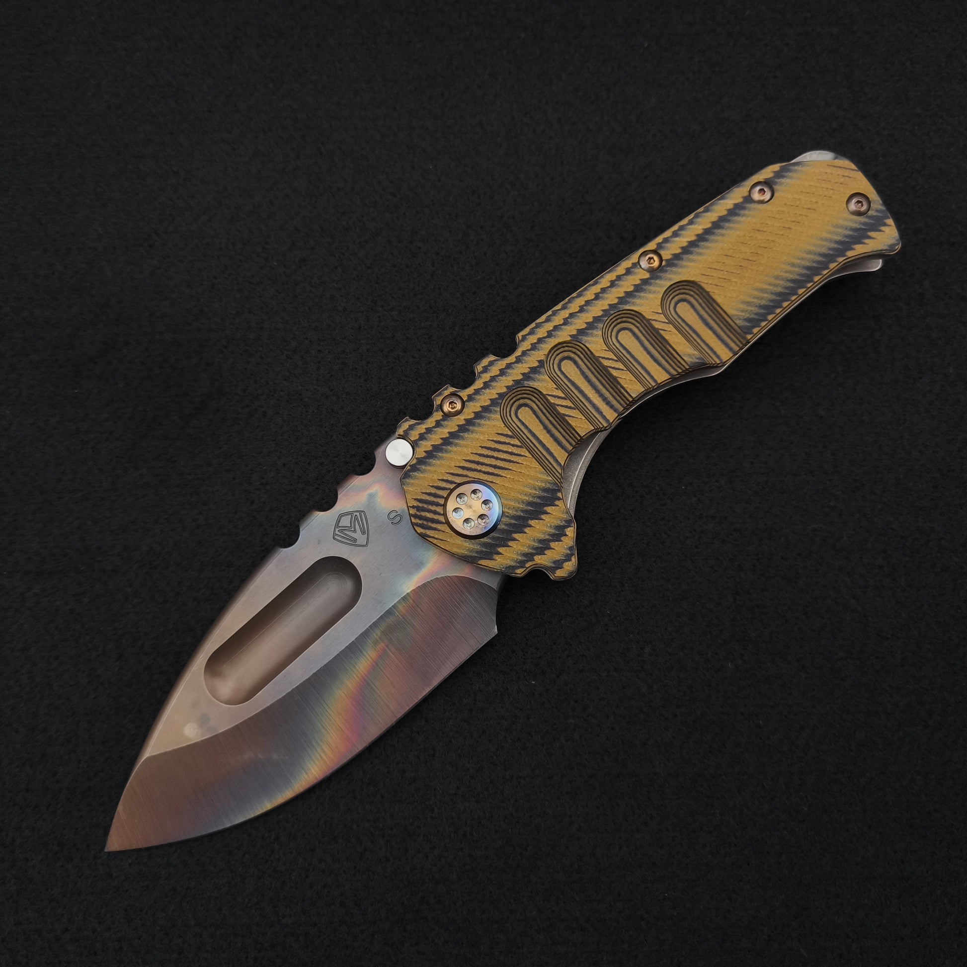 Medford Praetorian Ti-C Vulcan Drop Point, Black Tan Contoured G10 1