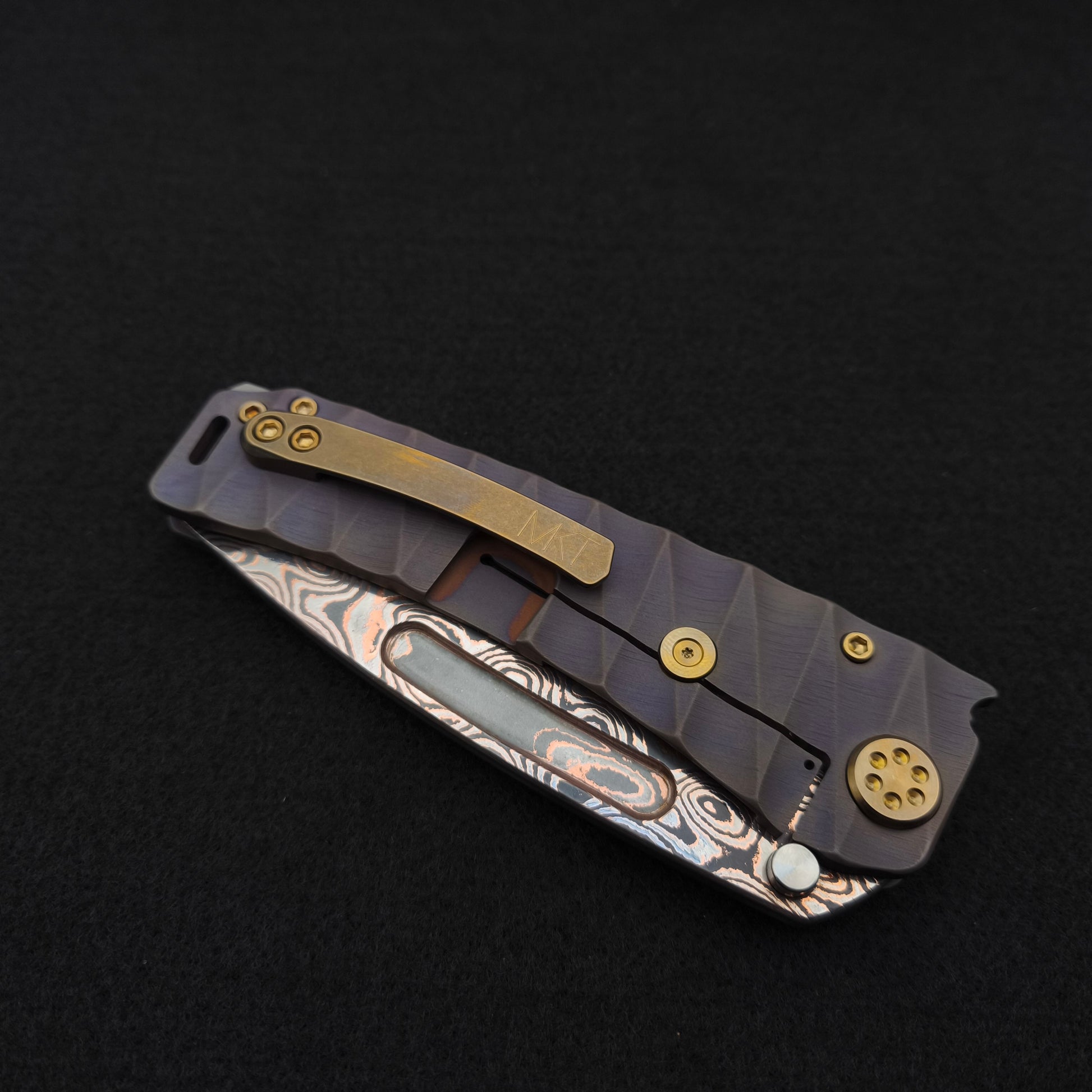 Medford Marauder H Baker Forge Copper Damascus Tanto, CuRose Lightning 5
