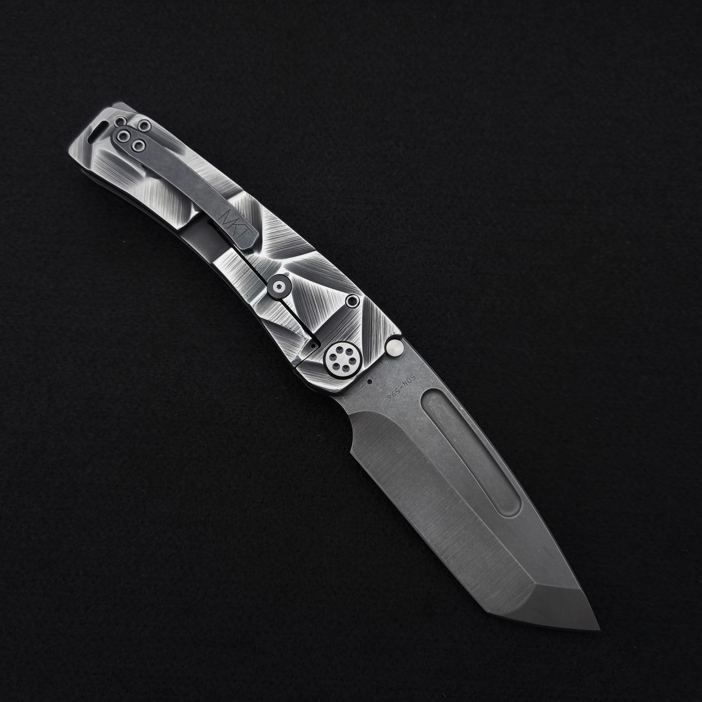 Medford Marauder, Full Size, Acid Distressed Tanto, Black and Silver Stained Glass
