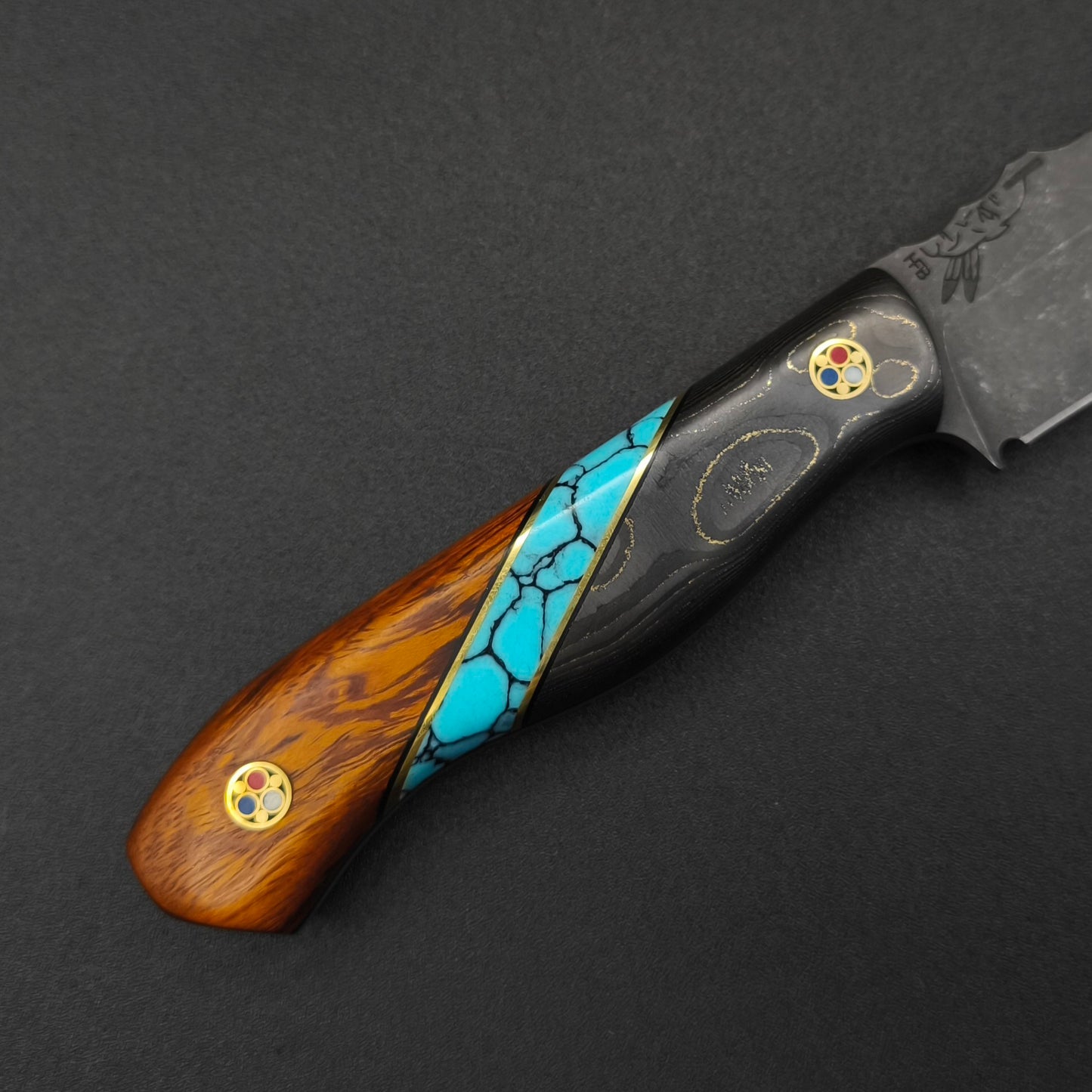 Half Face Blades Field Knife Jr Gold Camo Carbon, Turquoise 3