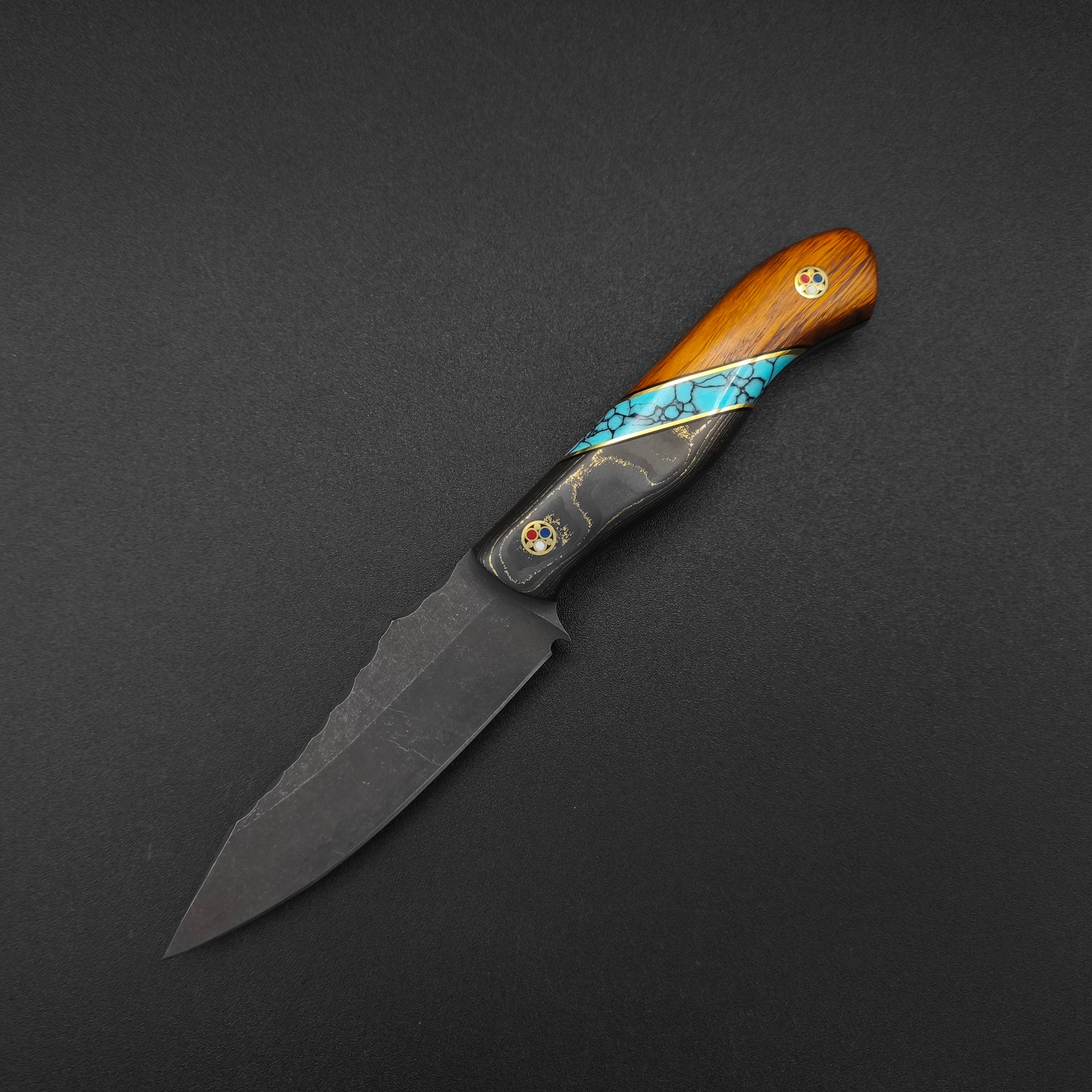 Half Face Blades Field Knife Jr Gold Camo Carbon, Turquoise 2