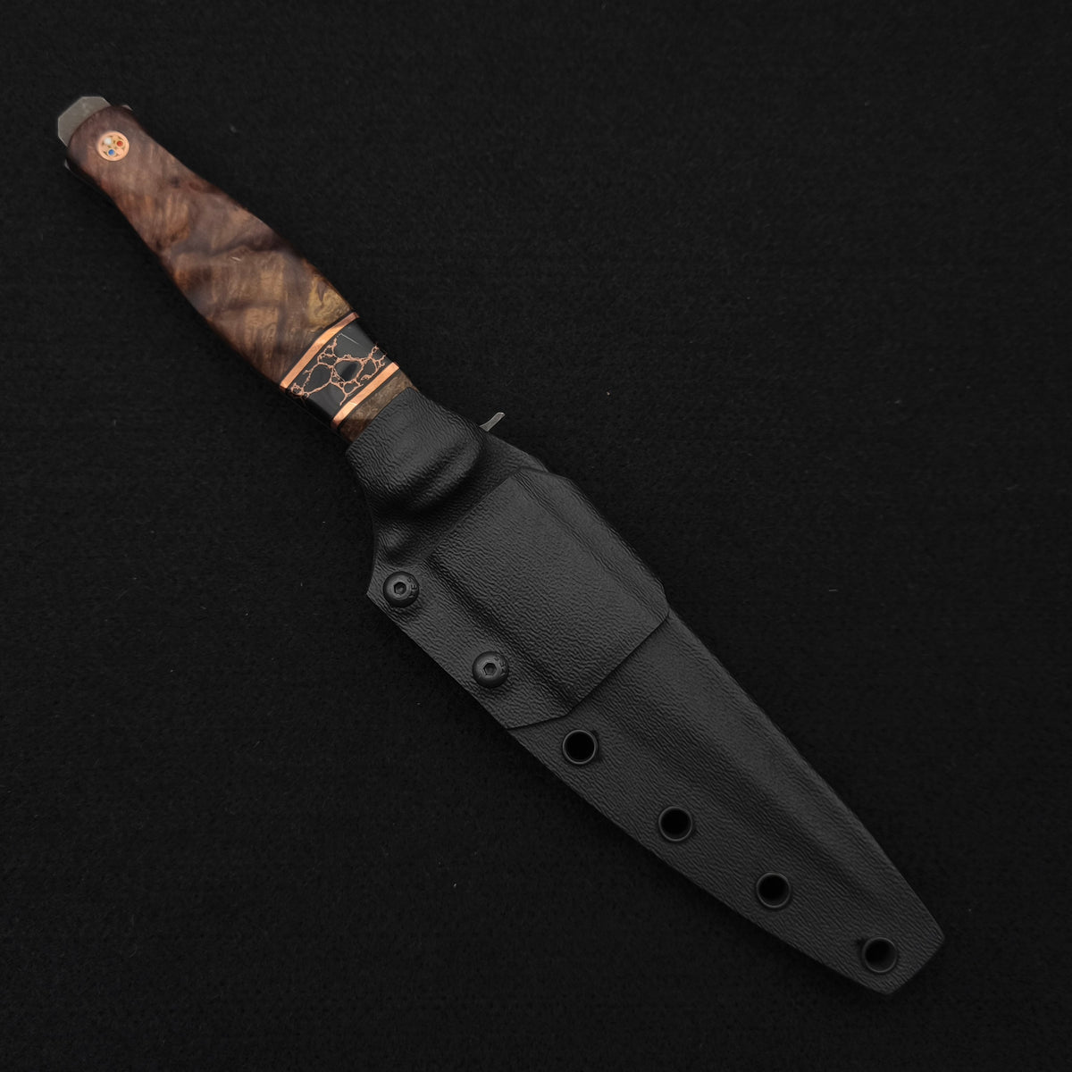 Half Face Blades Fairbairn Sykes Maple, Black G10 & Copper Pin Striping 4