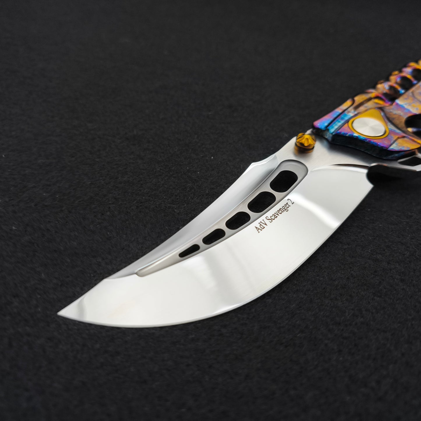 ADV Scavenger Gen 2, Integral Titanium Handle, Satin and Acid Rain, M390 2 - 3