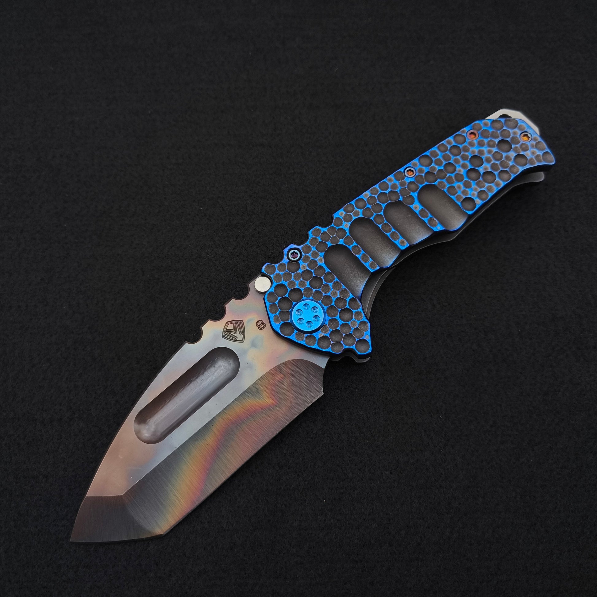Medford Praetorian Ti Vulcan Tanto, Black and Blue Dimples 1