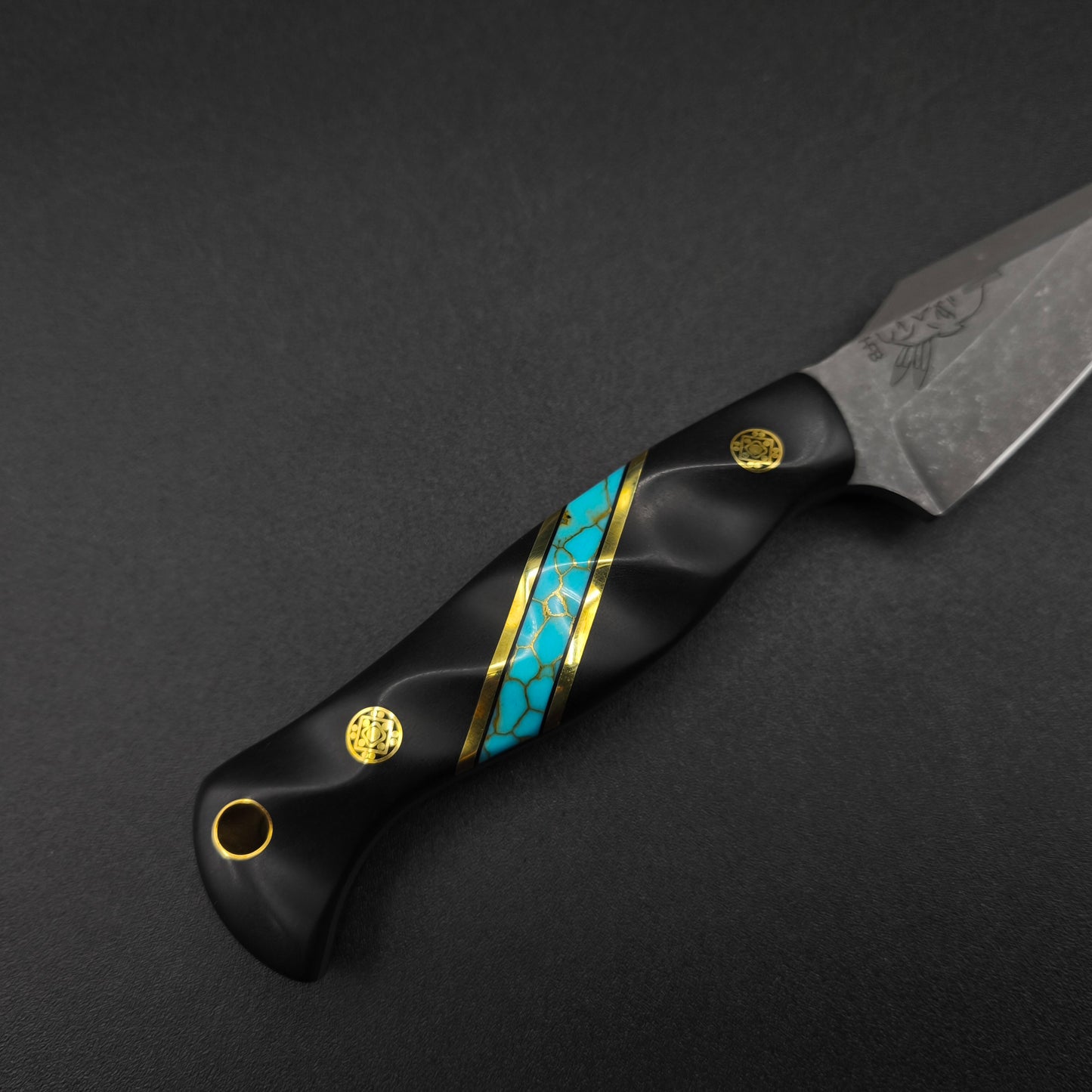 Half Face Blades Gulo Gulo Black Diamond Richlite, Brass and Turquoise