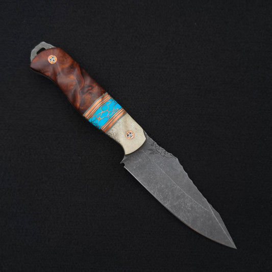Half Face Blades Field Knife Elk Antler, Turquoise, Desert Ironwood