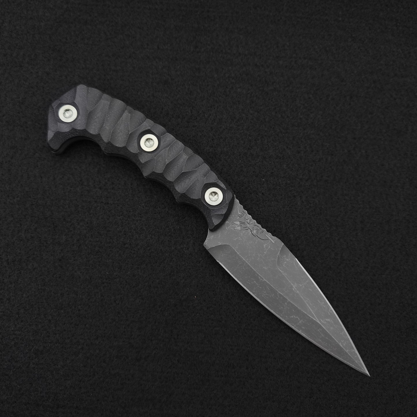 Half Face Blades HUMINT 4" Black G10, stonewashed 1