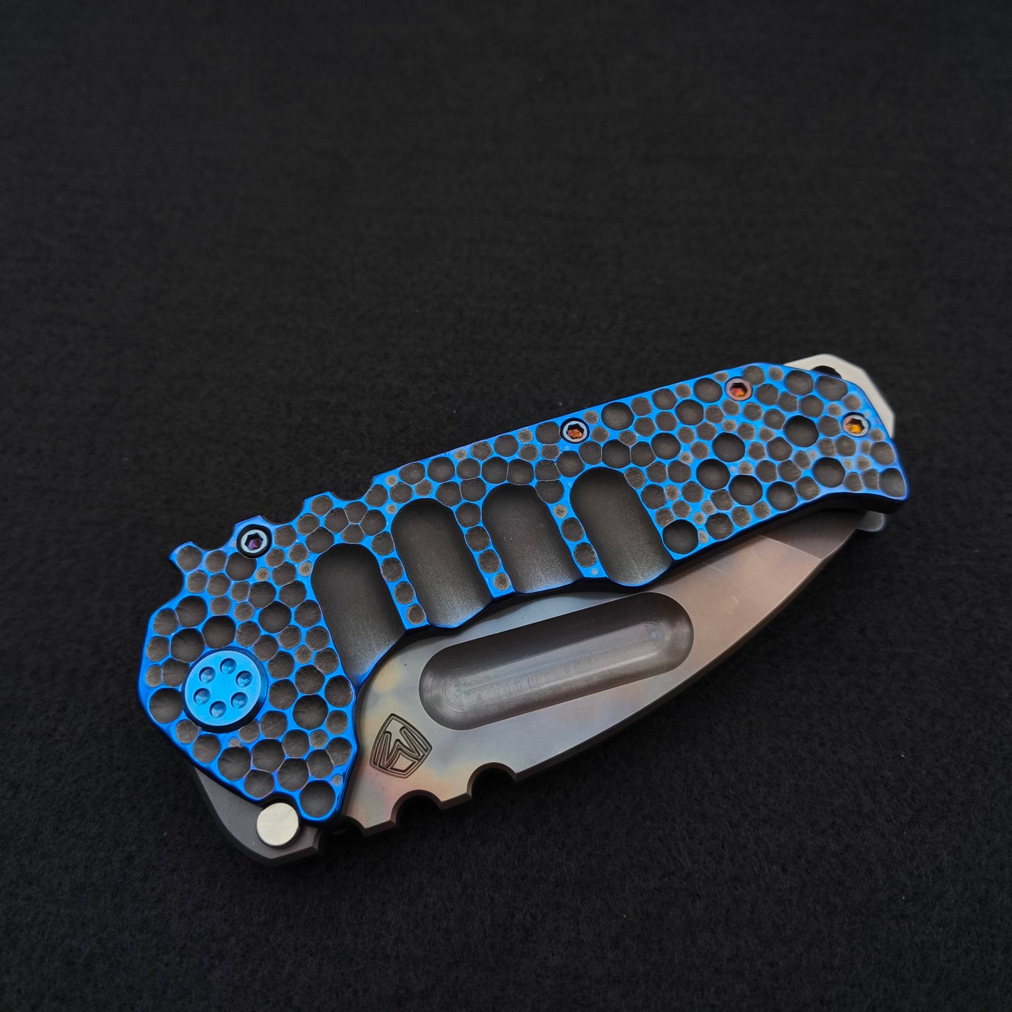 Medford Praetorian Ti Vulcan Tanto, Black and Blue Dimples 4
