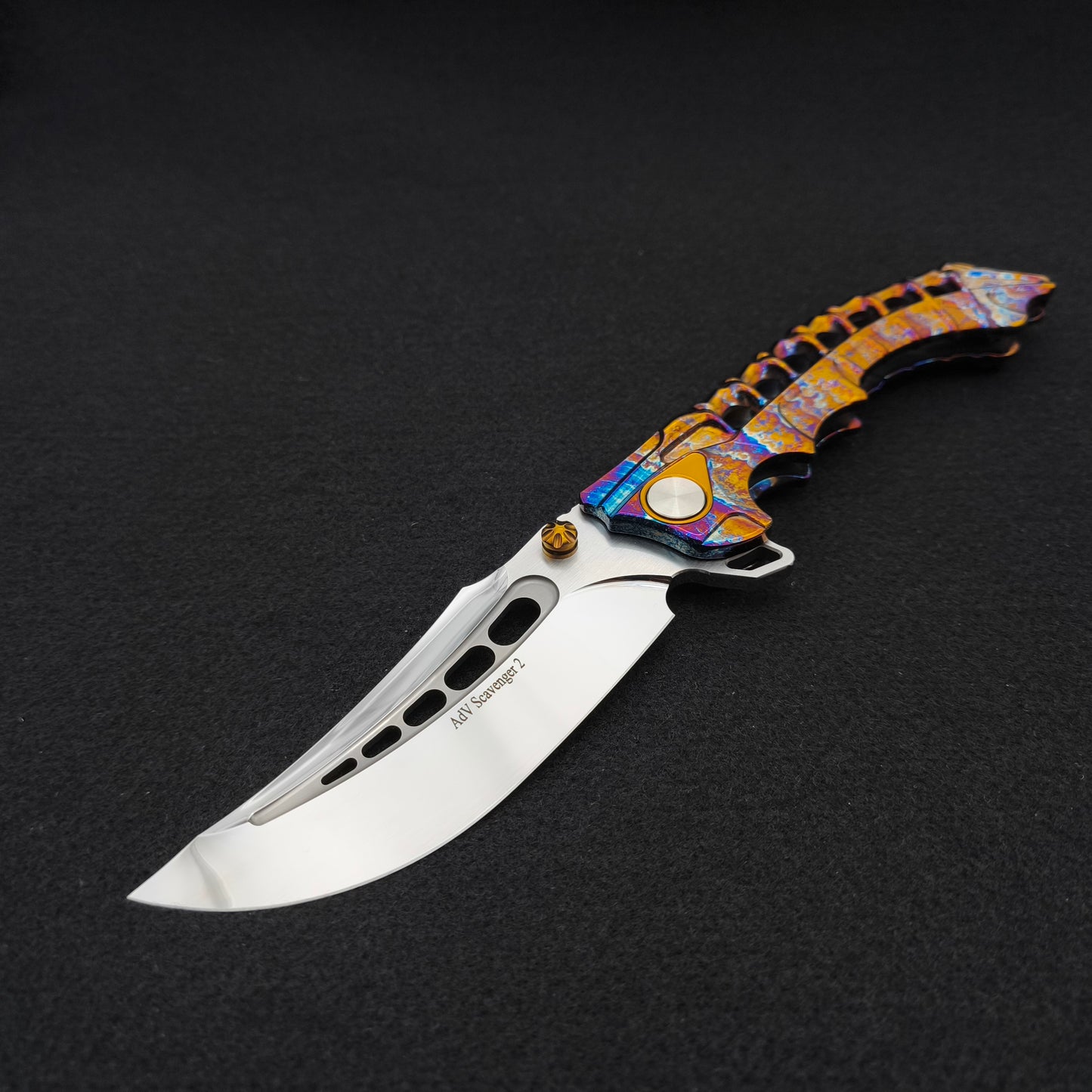 ADV Scavenger Gen 2, Integral Titanium Handle, Satin and Acid Rain, M390 2 - 1