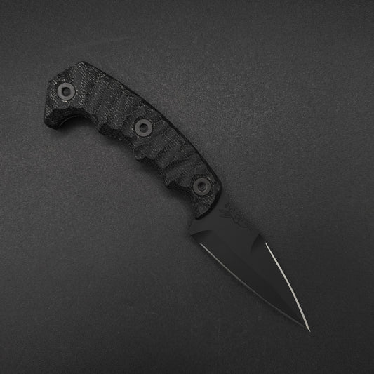 Half Face Blades HUMINT 3" Black Canvas Micarta, Armor Black