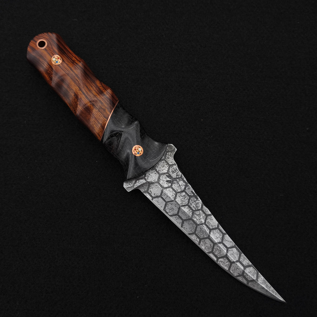 Half Face Blades Combat Filet Black Burlap Micarta, Desert Ironwood 1