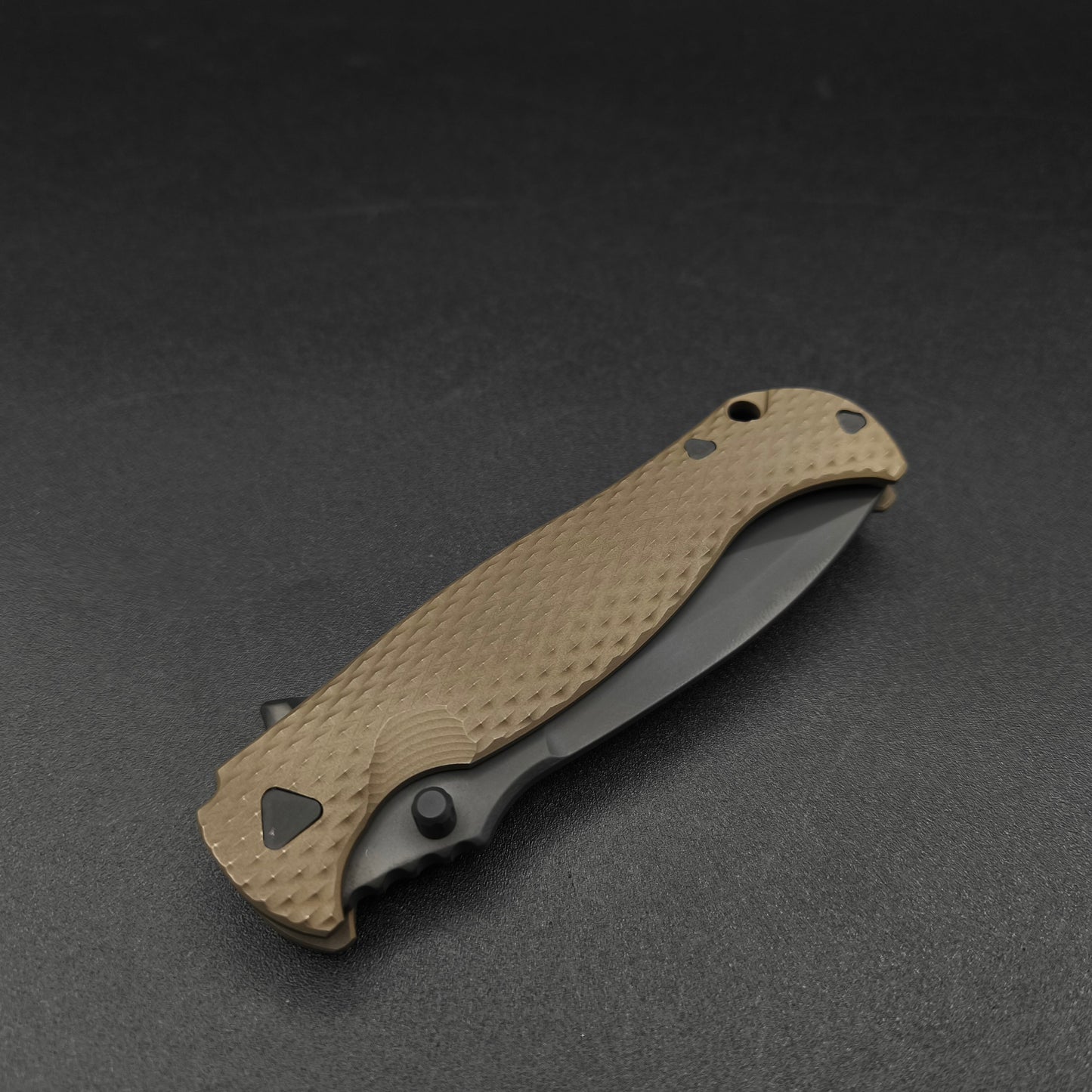 Half Face Blades Extremis Folder Anodized Bronze Titanium Scales