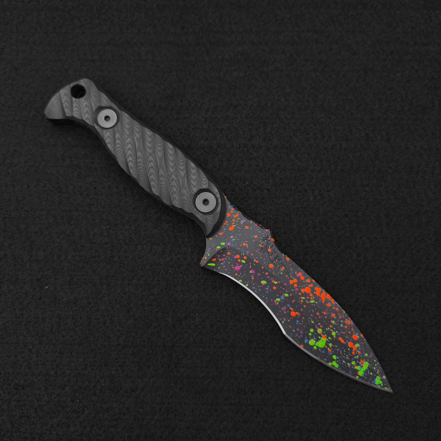 Half Face Blades Extremis MK1 Black G10, 80's RAD Splatter Cerakote 1