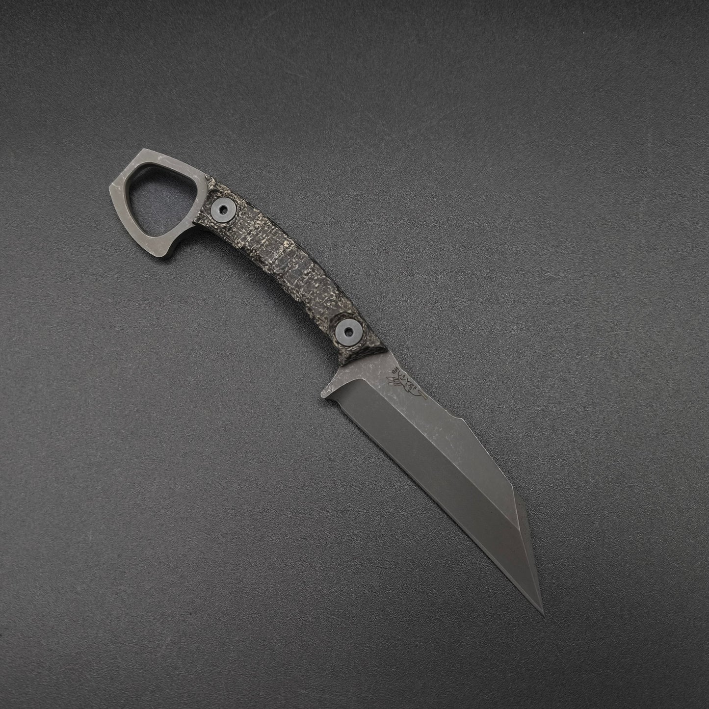 Half Face Blades SHPOS Black Burlap Micarta, stonewashed