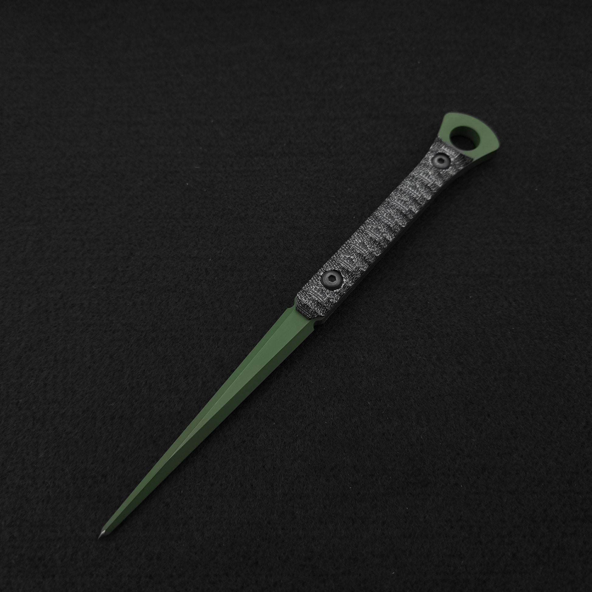 Half Face Blades Cardiac Spike Black Canvas Micarta, Highland Green Cerakote 2