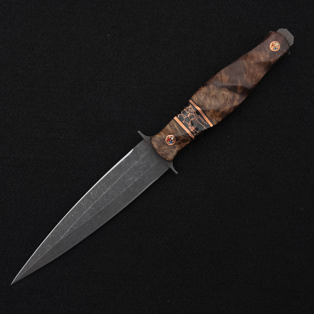Half Face Blades Fairbairn Sykes Maple, Black G10 & Copper Pin Striping 2