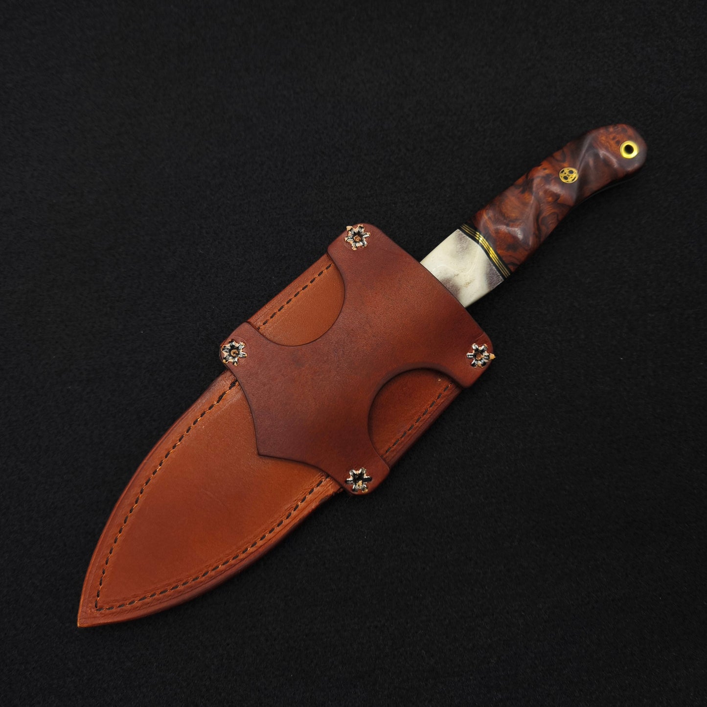 Half Face Blades Crow Scout Drop Point, CO Elk Antler, Desert Ironwood 6