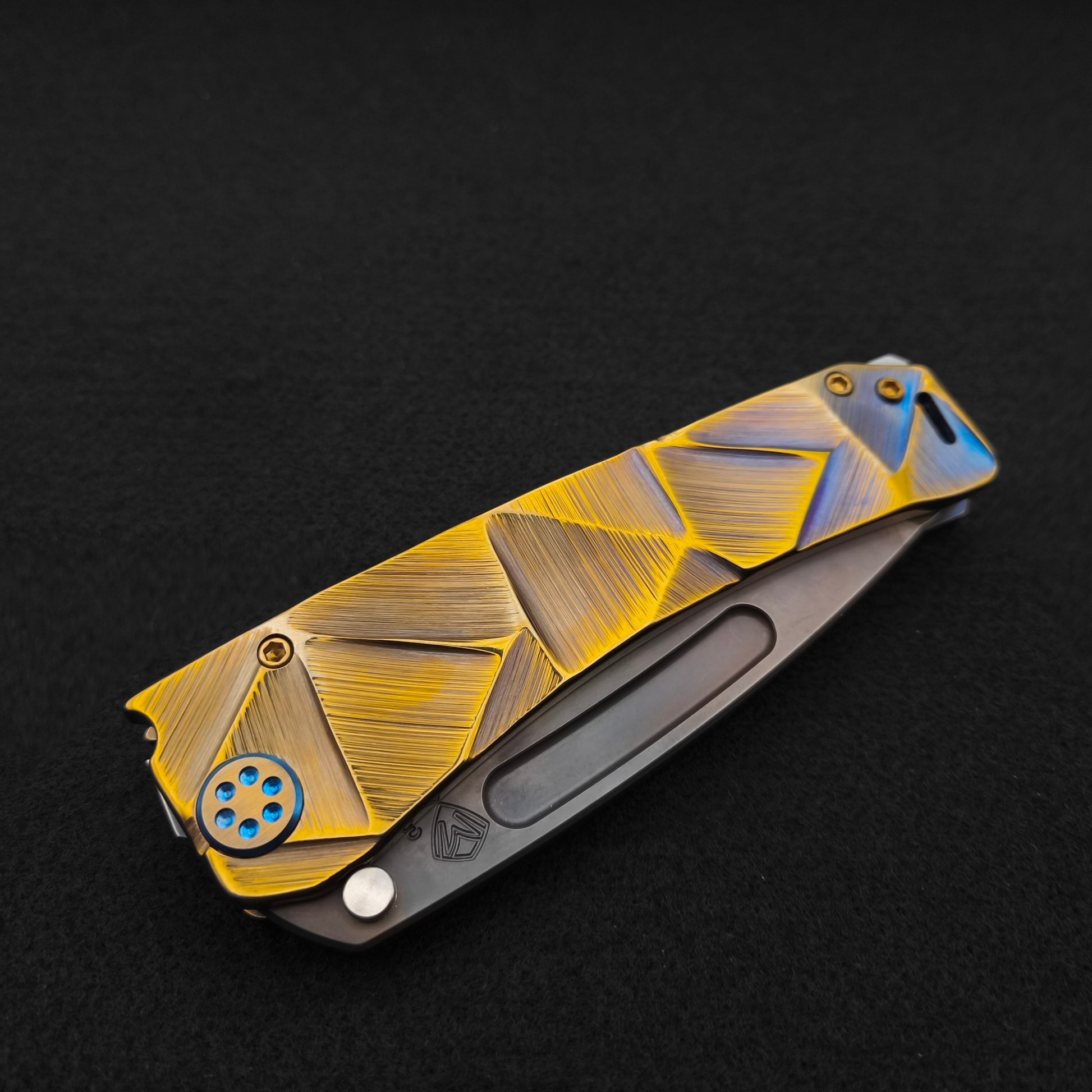Medford Marauder, Full Size, Vulcan Tanto, Blue Violet Bronze Stained Glass 3