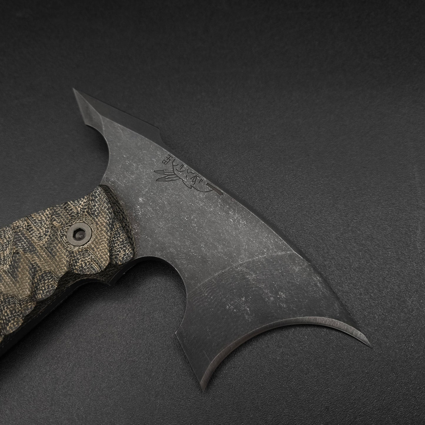 Half Face Blades Crescent Hawk Black and OD Green Canvas Micarta