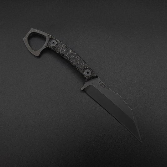 Half Face Blades SHPOS Black Burlap Micarta, stonewashed 1