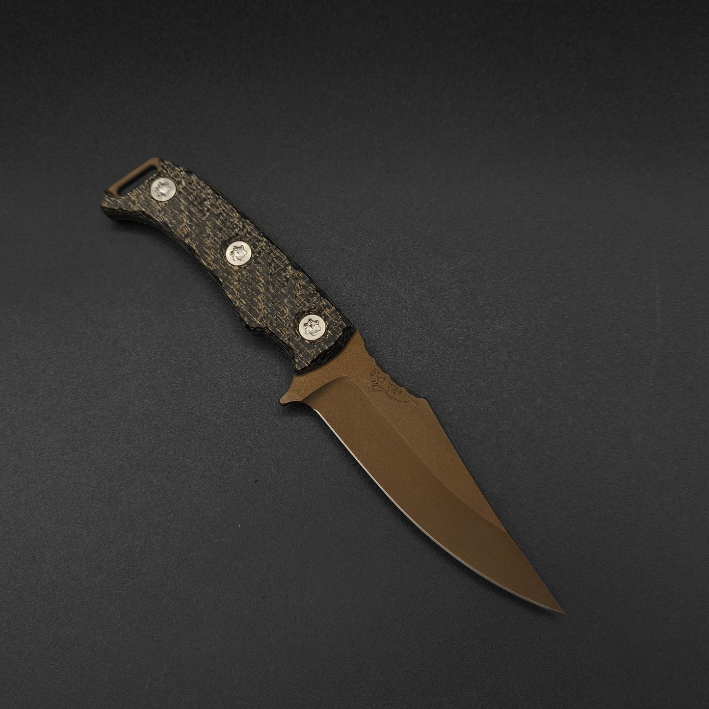 Half Face Blades Tosahwi Black Burlap Micarta, Midnight Bronze