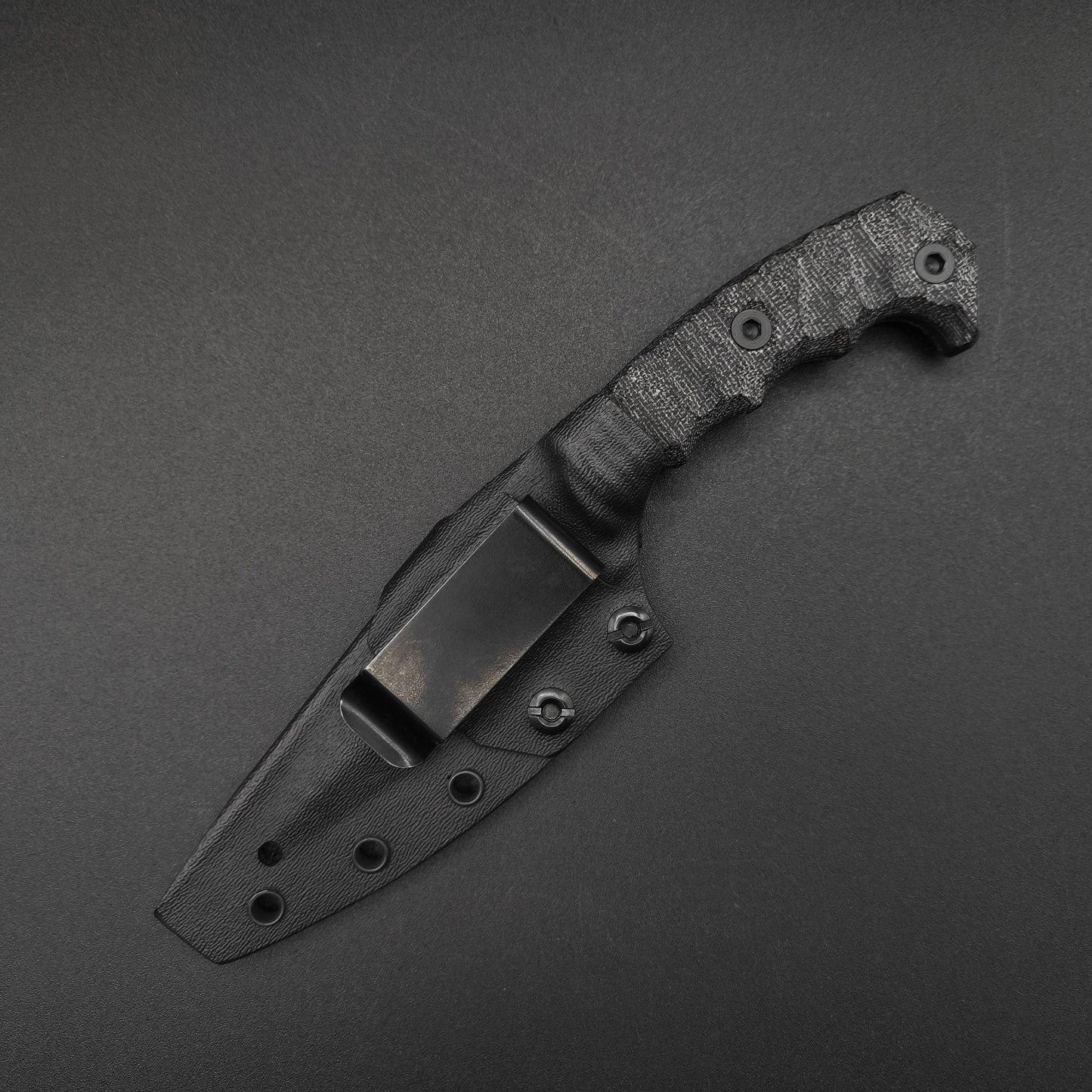 Half Face Blades HUMINT 4" Black Canvas Micarta, Armor Black Cerakote 4