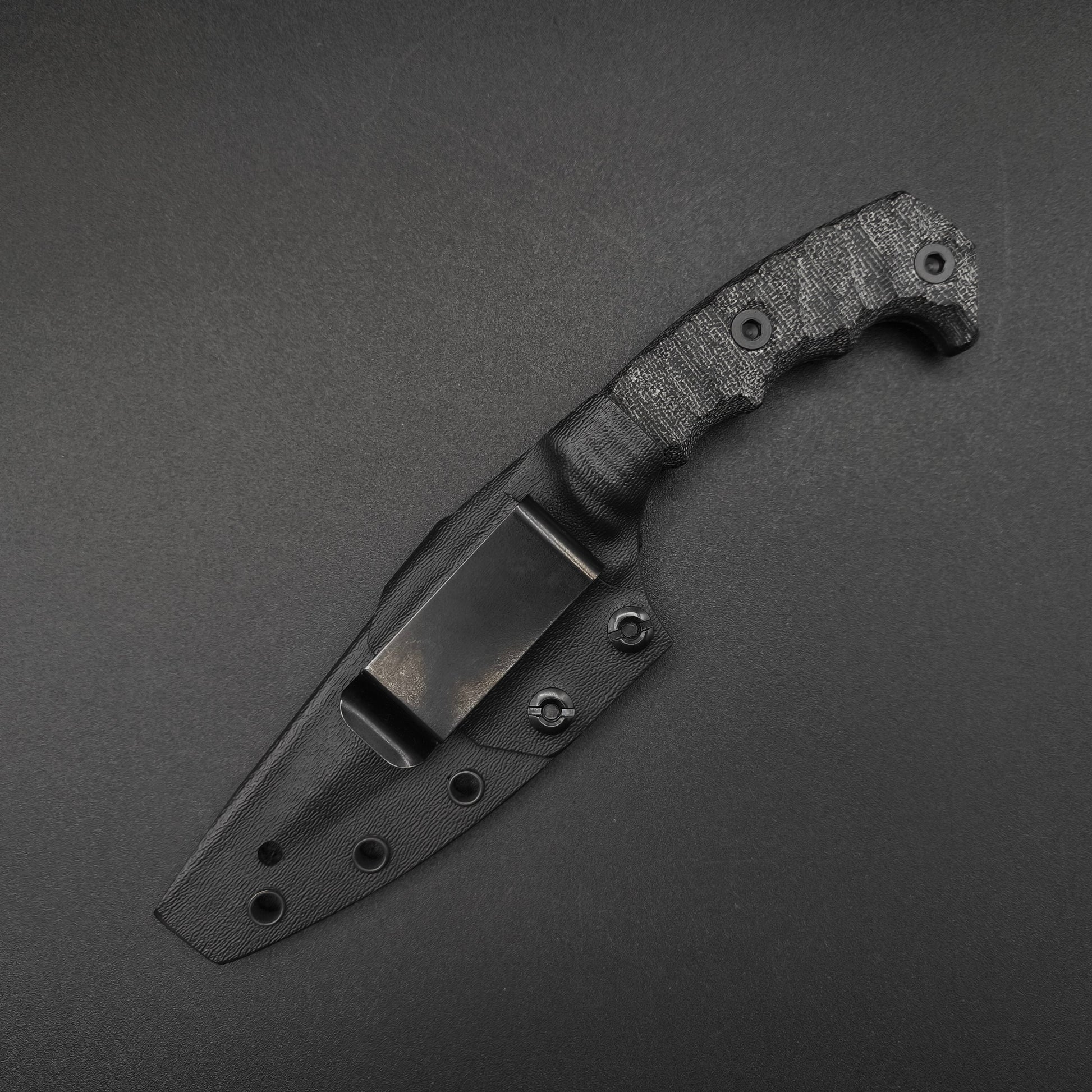 Half Face Blades HUMINT 4" Black Canvas Micarta, Armor Black Cerakote 4