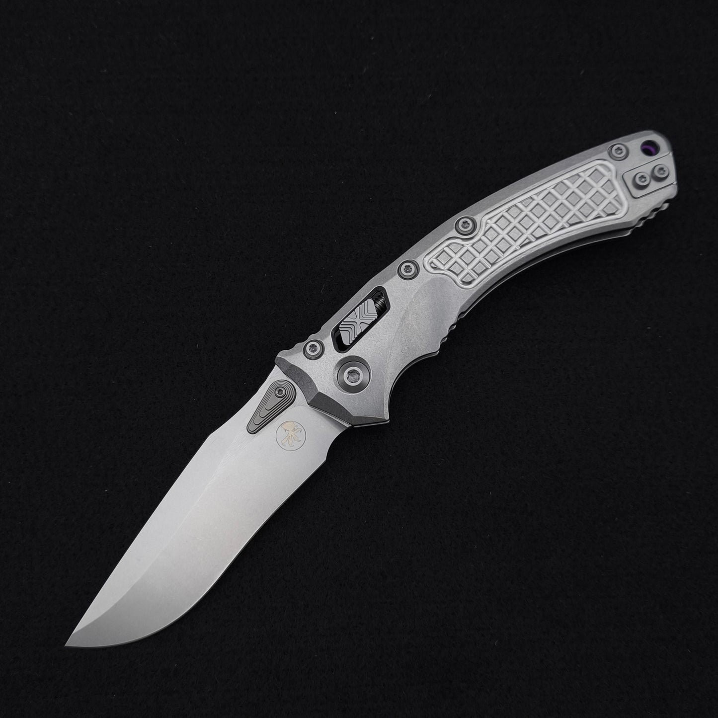 Microtech Amphibian Ram-Lok Frag Stonewash Marfione Select Purple