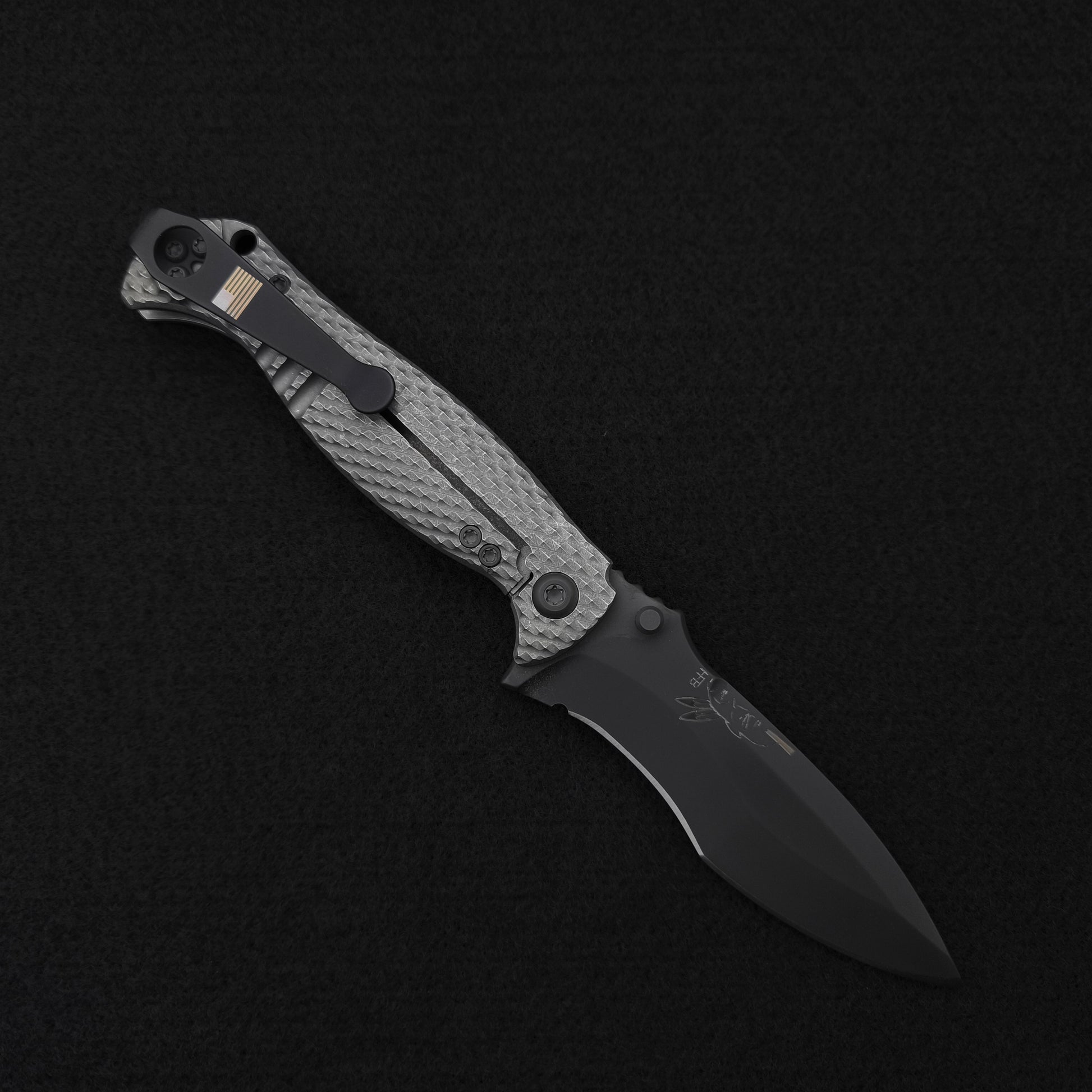 Half Face Blades Extremis Folder Tumbled Raw Ti Scales, PVD Coated Blade 1