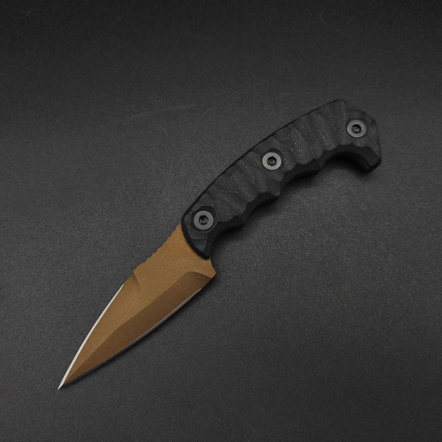 Half Face Blades HUMINT 3" Black G10, Midnight Bronze Cerakote