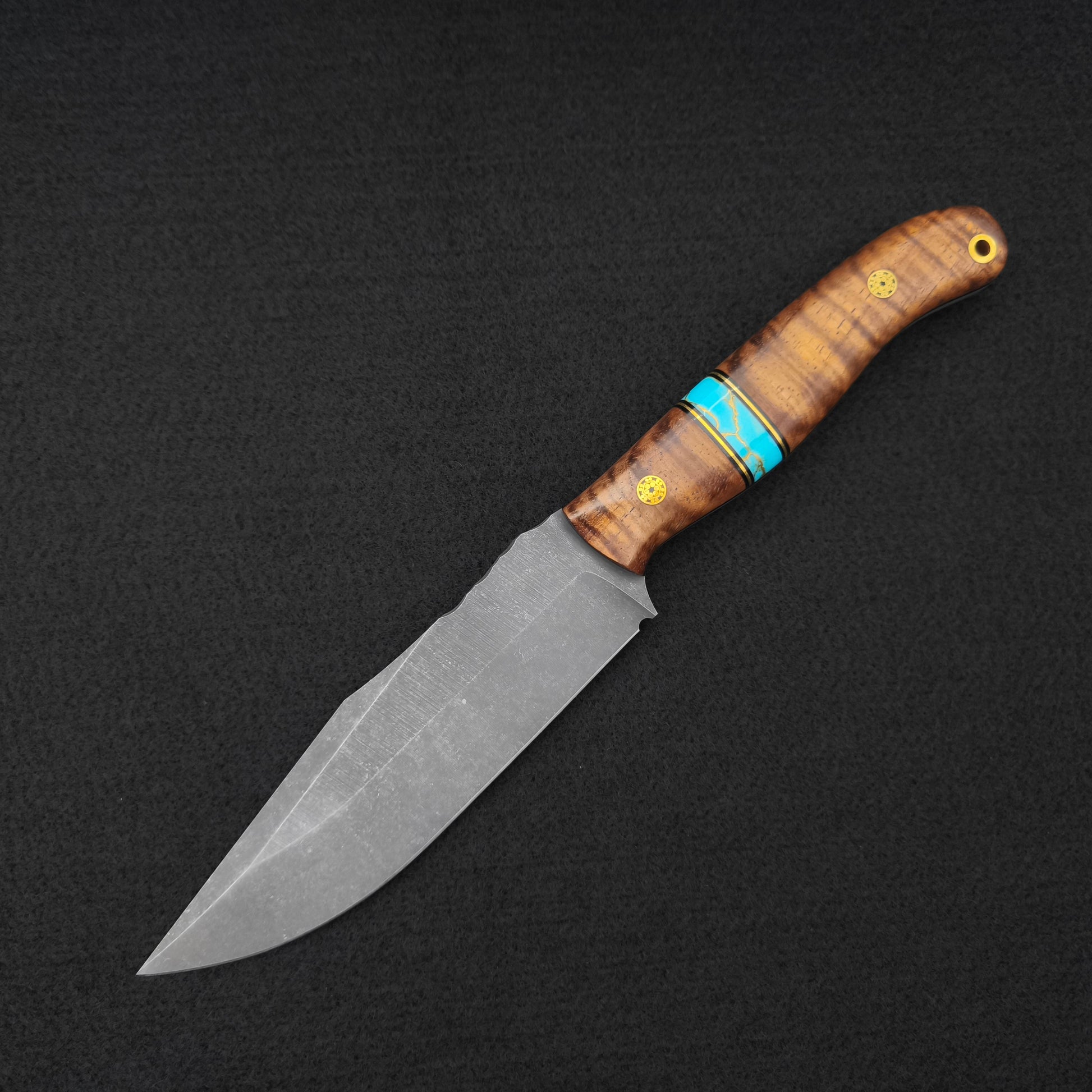 Half Face Blades Crow Scout Drop Point, Hawaiian Curly Koa 2