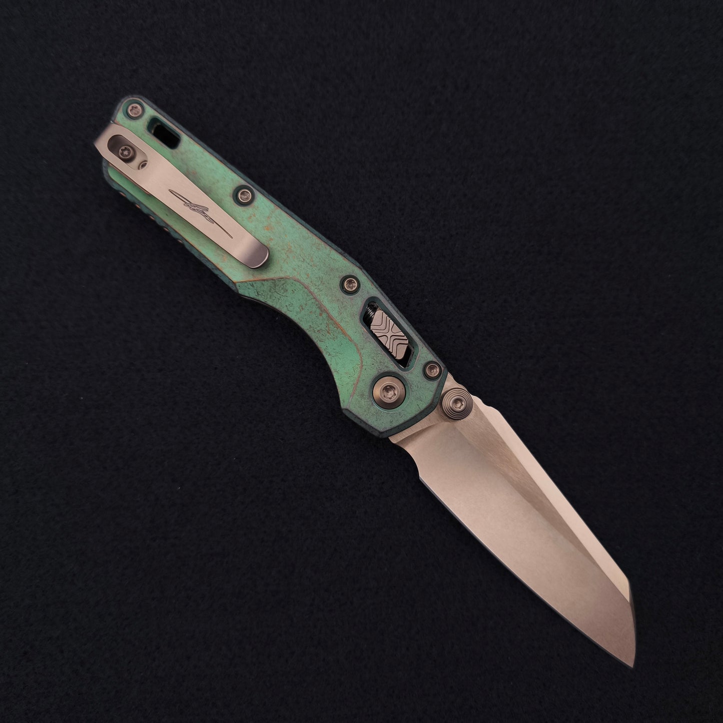 Microtech MSI Mini Bronzed Stonewash Antique Green Marfione Select
