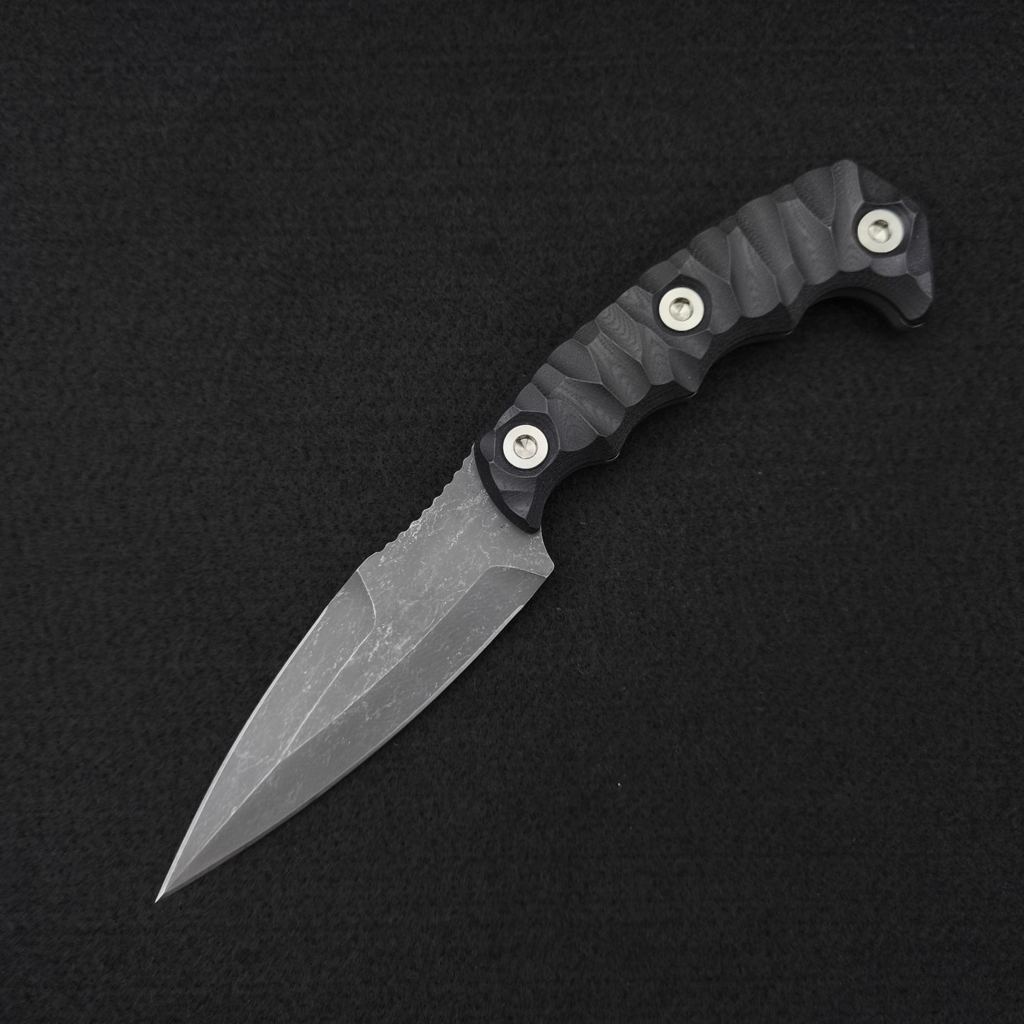 Half Face Blades HUMINT 4" Black G10, stonewashed 2