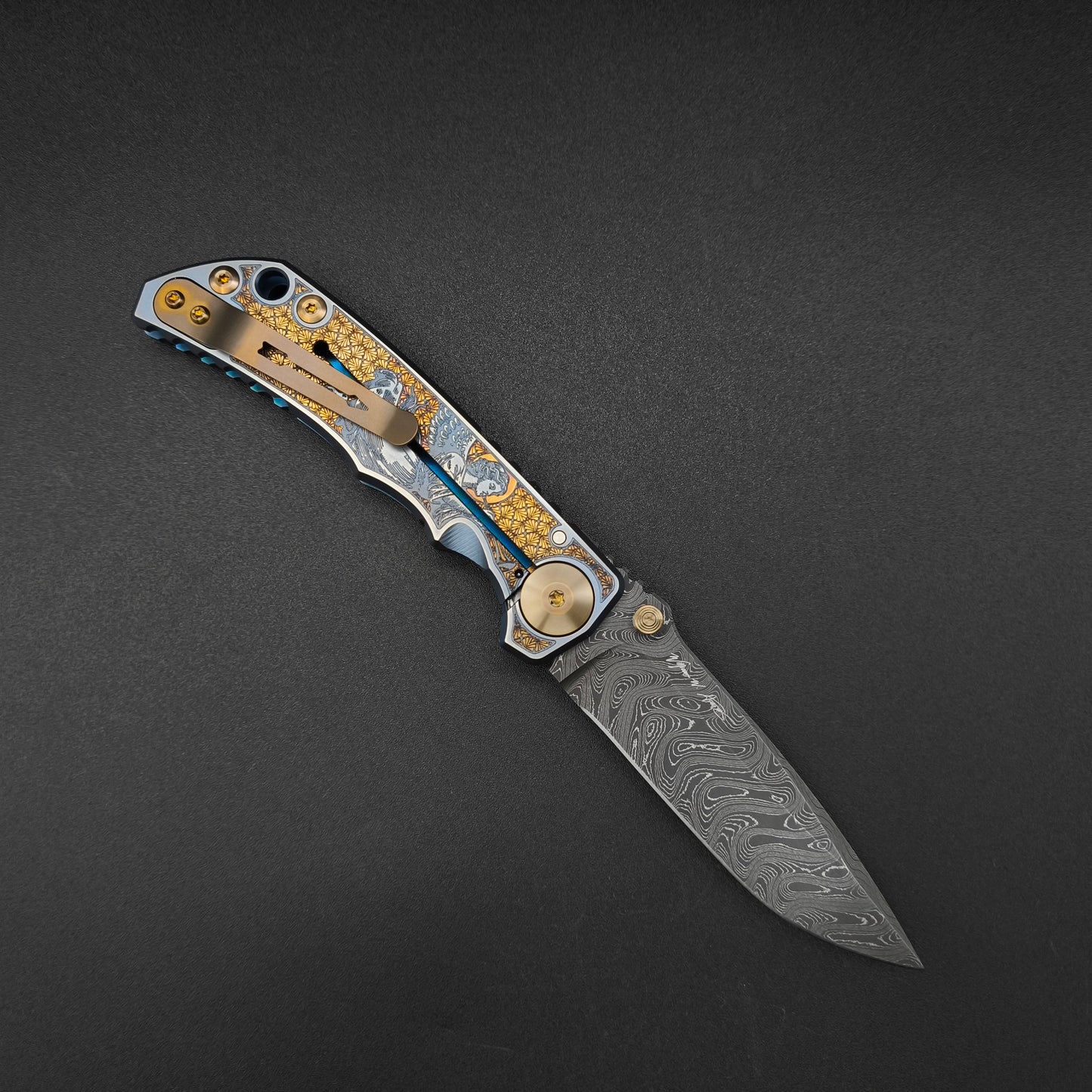 Spartan Blades Harsey Folder SF5 Custom Chad Nichols Damascus Angel